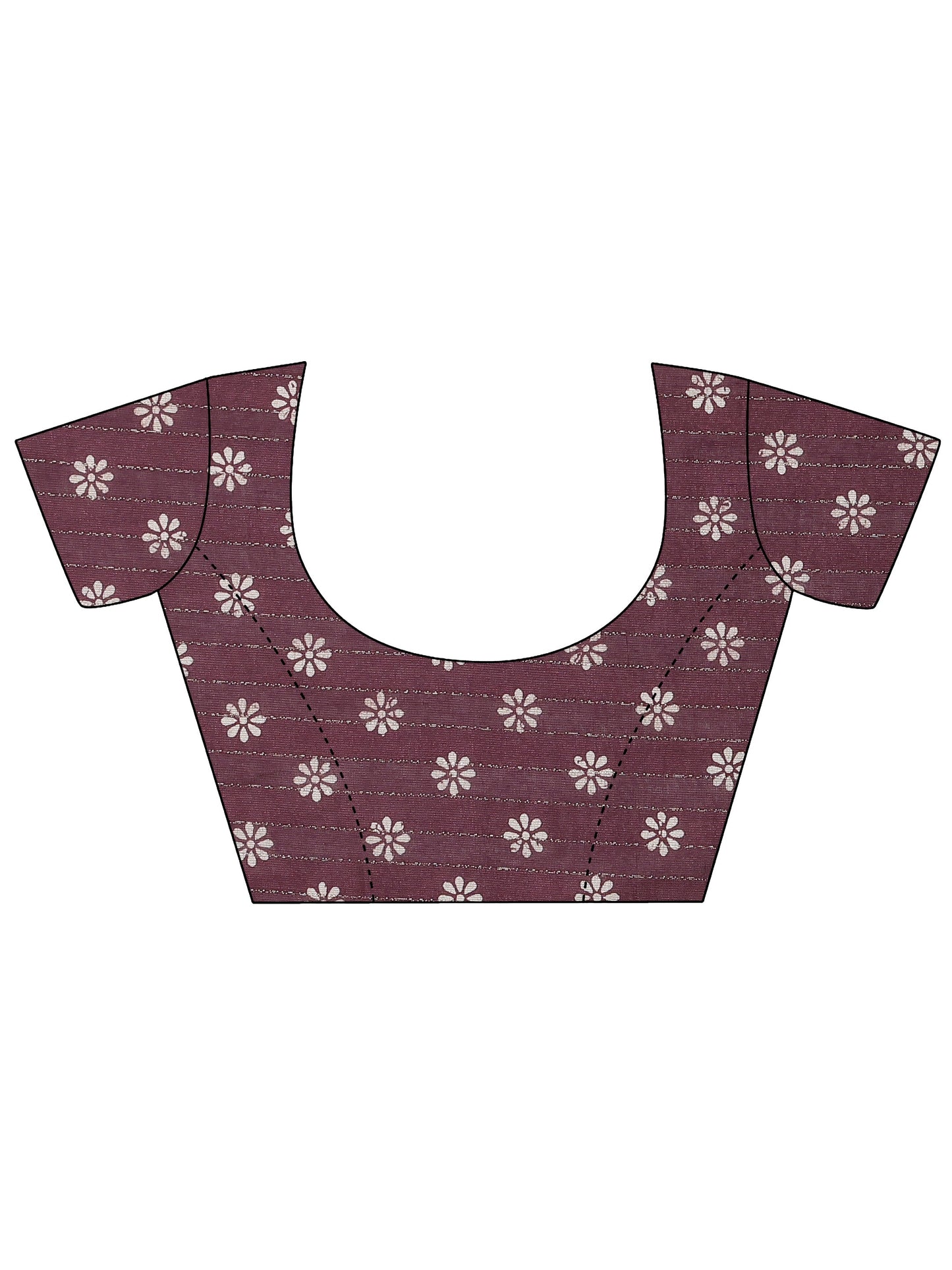 Purple Printed Silk Blend Saree With Unstitched Blouse Piece