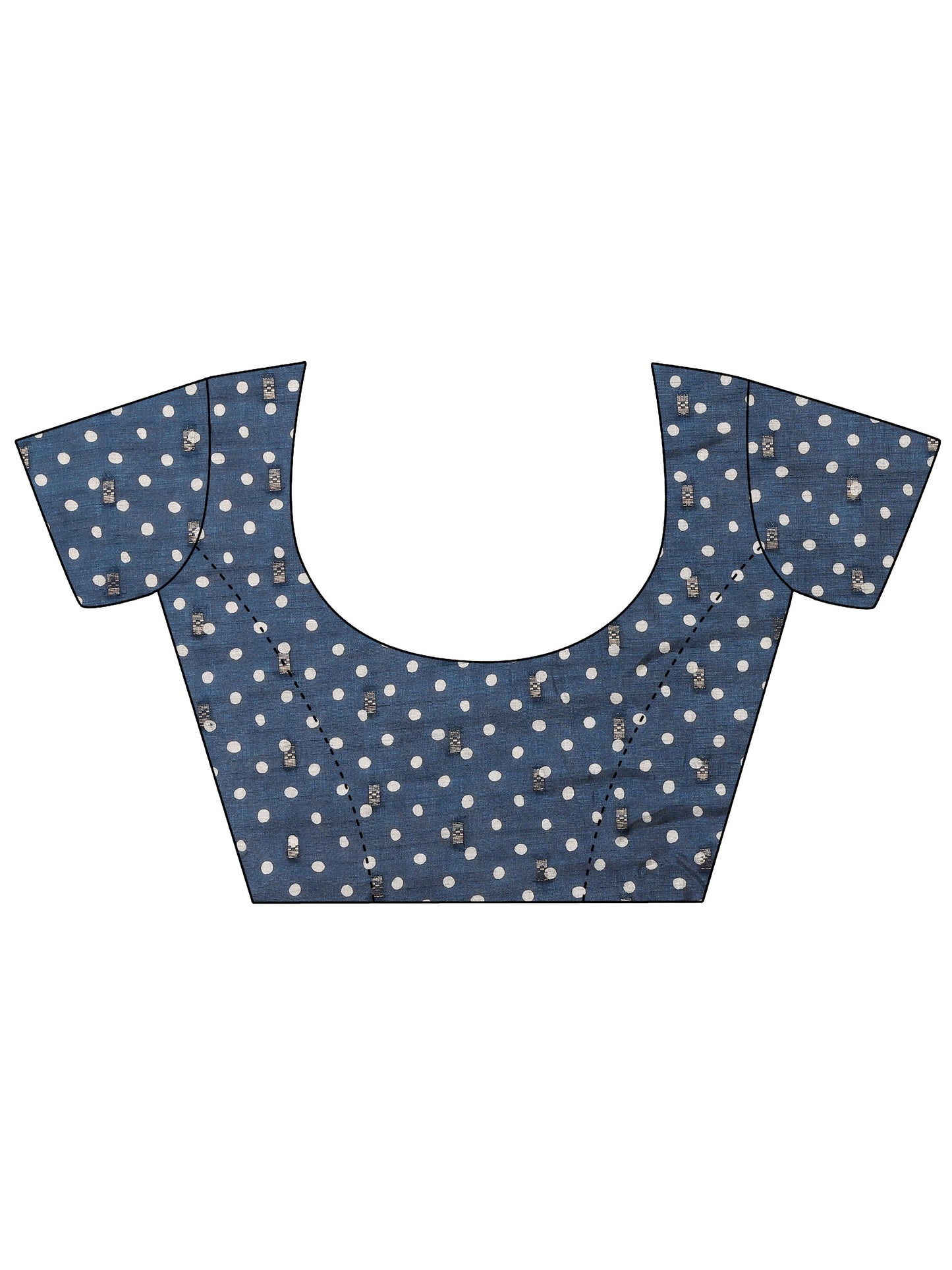 Navy Blue Printed Silk Blend Saree With Unstitched Blouse Picece