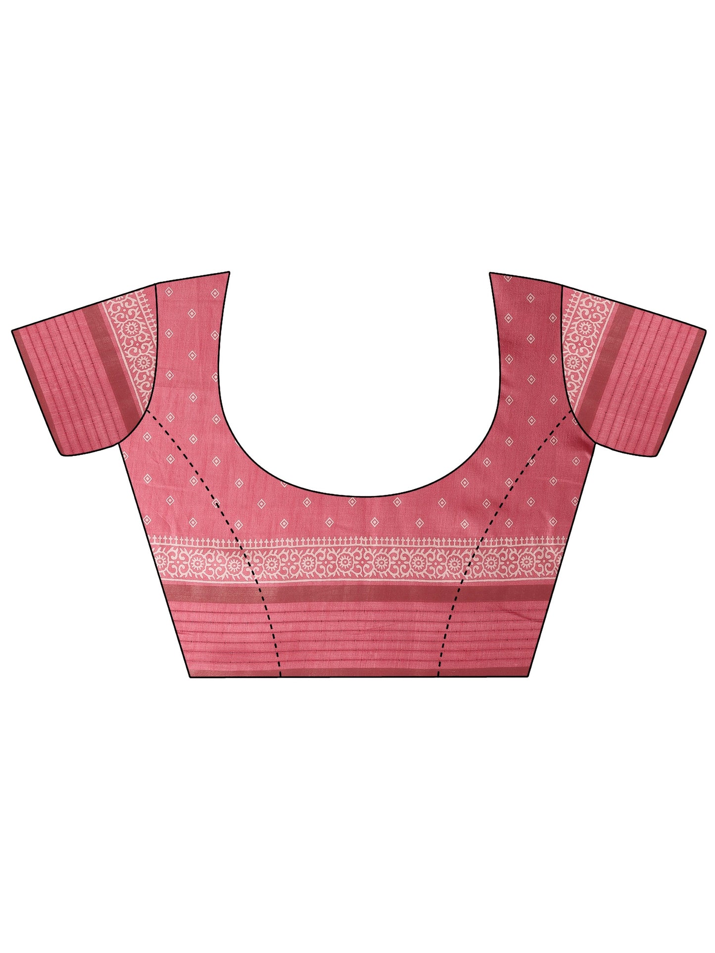 Coral Printed Silk Blend Saree With Unstitched Blouse Piece