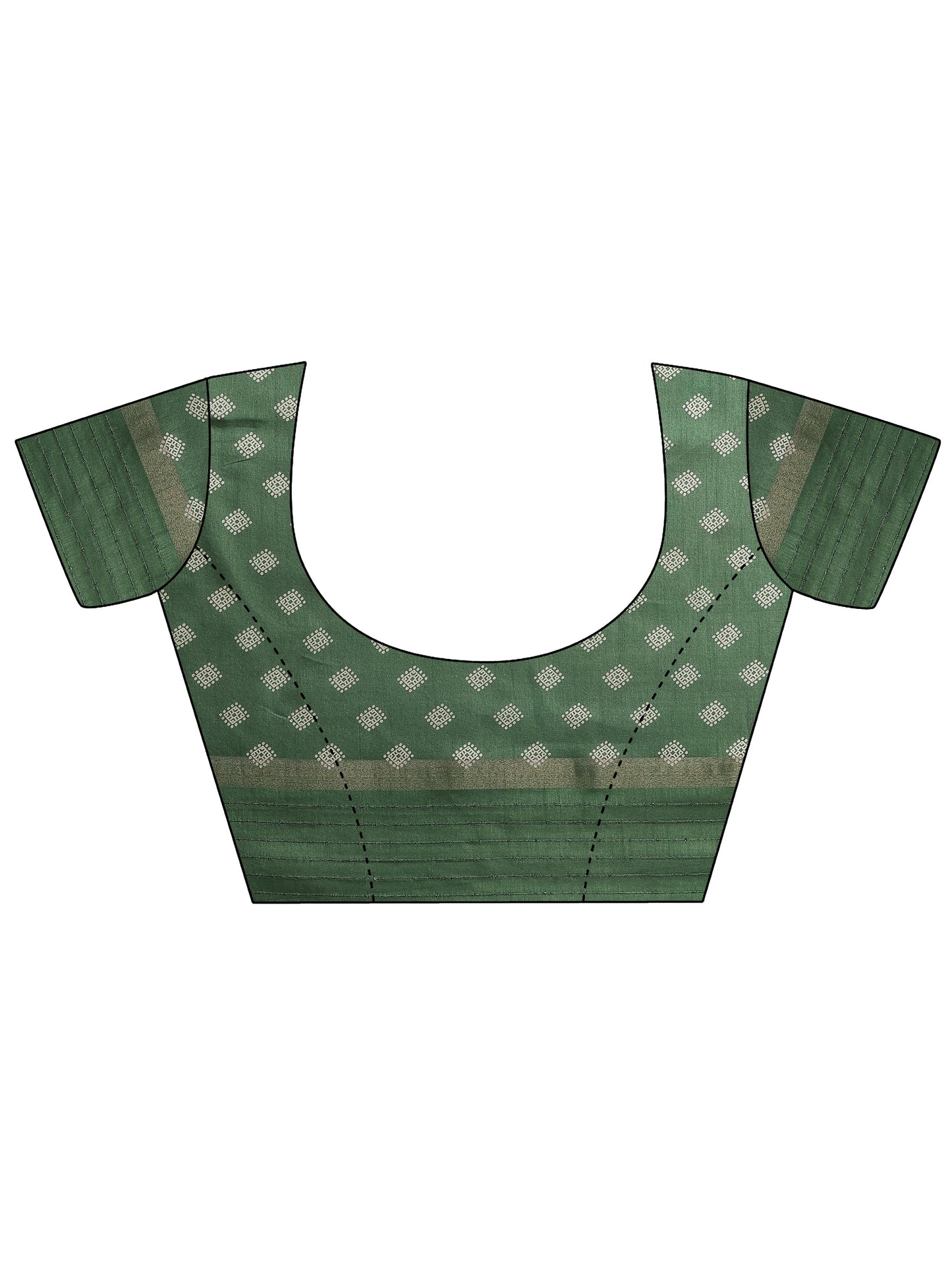 Green Bandhani Printed Silk Blend Saree With Unstitched Blouse Piece