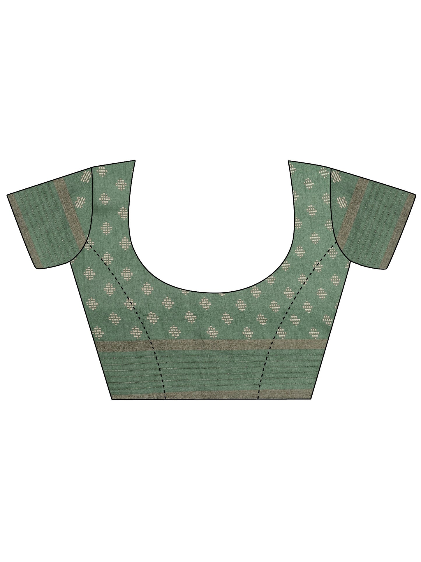 Green Printed Silk Blend Saree With Unstitched Blouse Piece