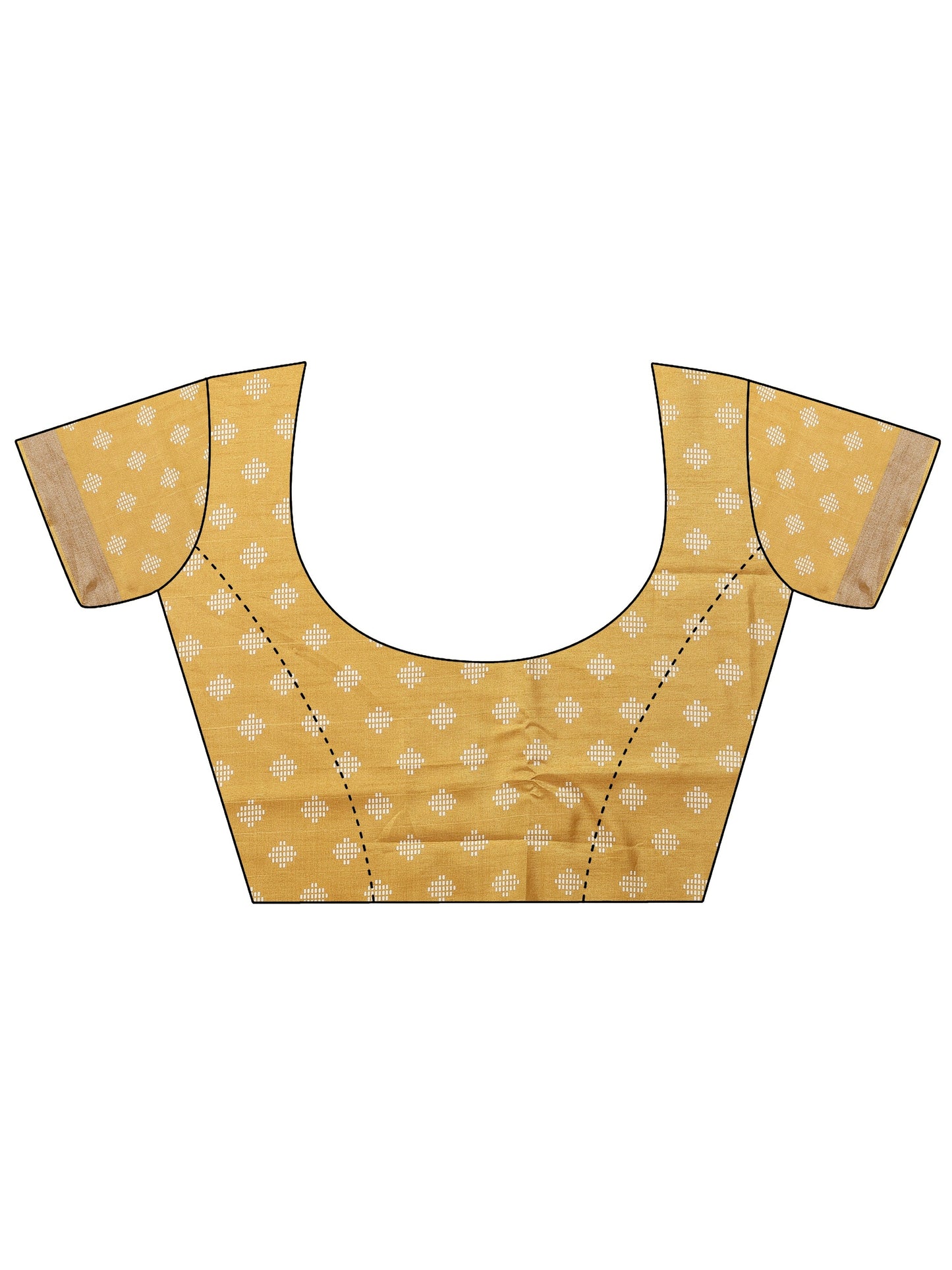 Mustard Printed Silk Blend Saree With Unstitched Blouse Piece