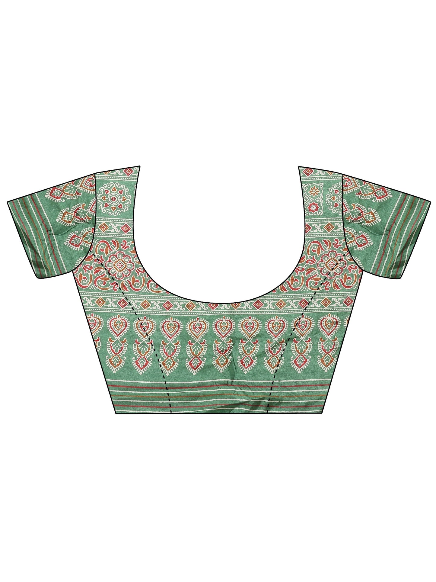 Green Leheriya Printed Silk Blend Saree With Unstitched Blouse Piece