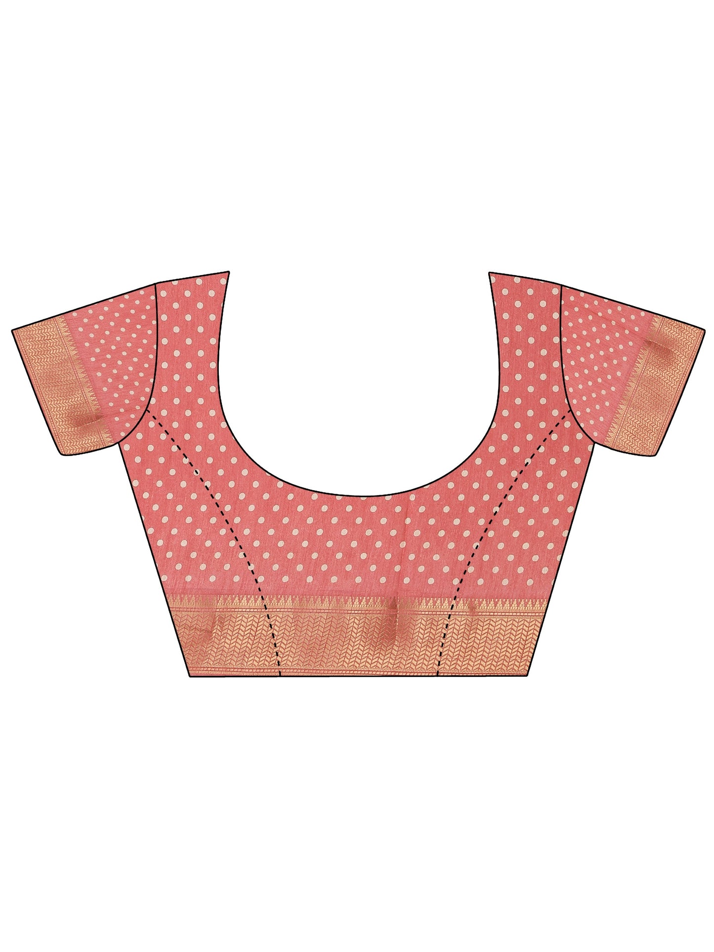 Coral Printed Silk Blend Saree With Unstitched Blouse Piece