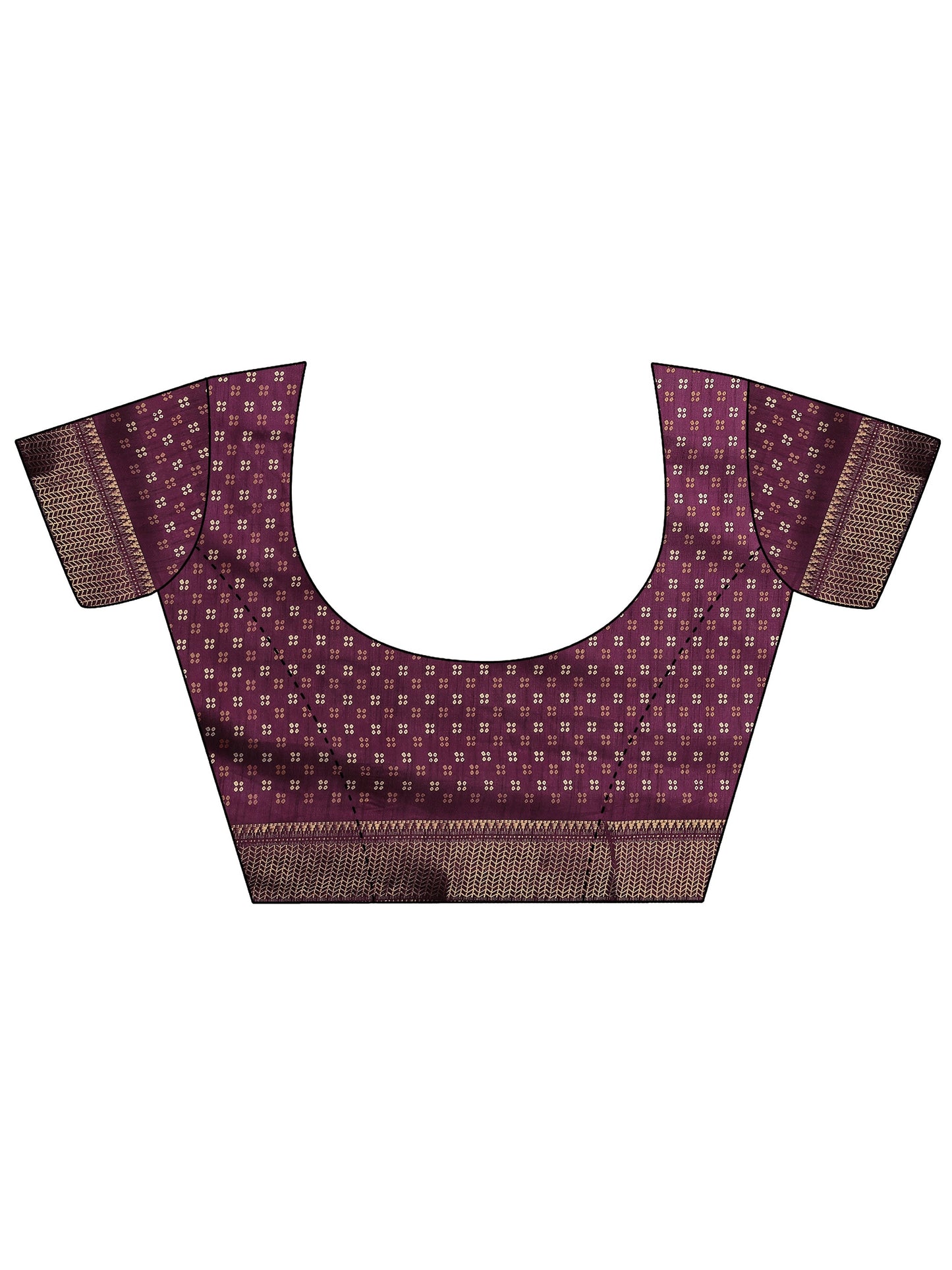 Maroon Bandhani Printed Silk Blend Saree With Unstitched Blouse Piece