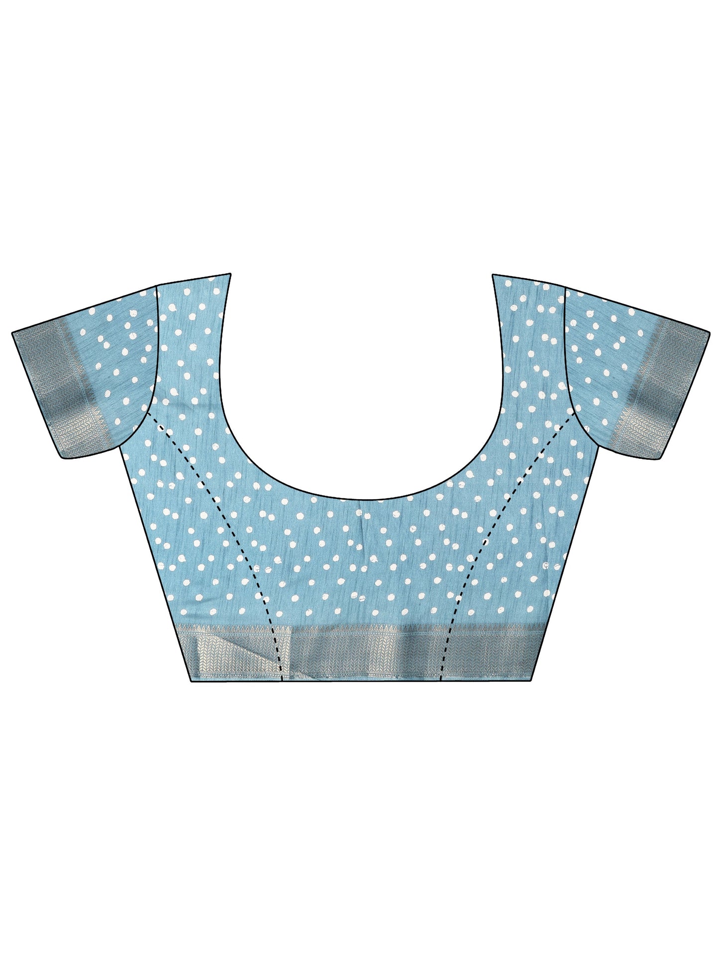 Blue Batik Printed Silk Blend Saree With Unstitched Blouse Piece