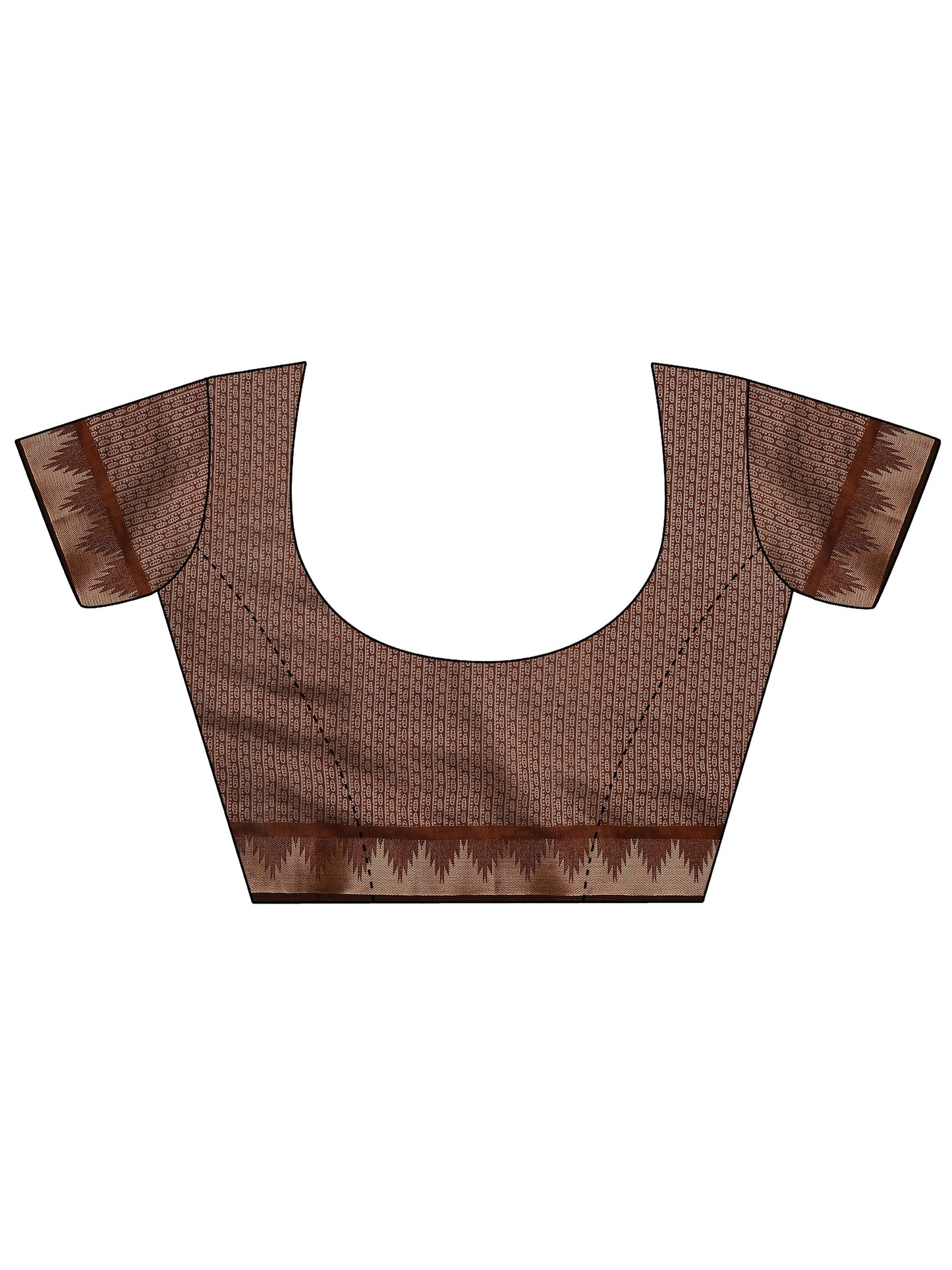 Beige Printed Silk Blend Saree With Unstitched Blouse Piece