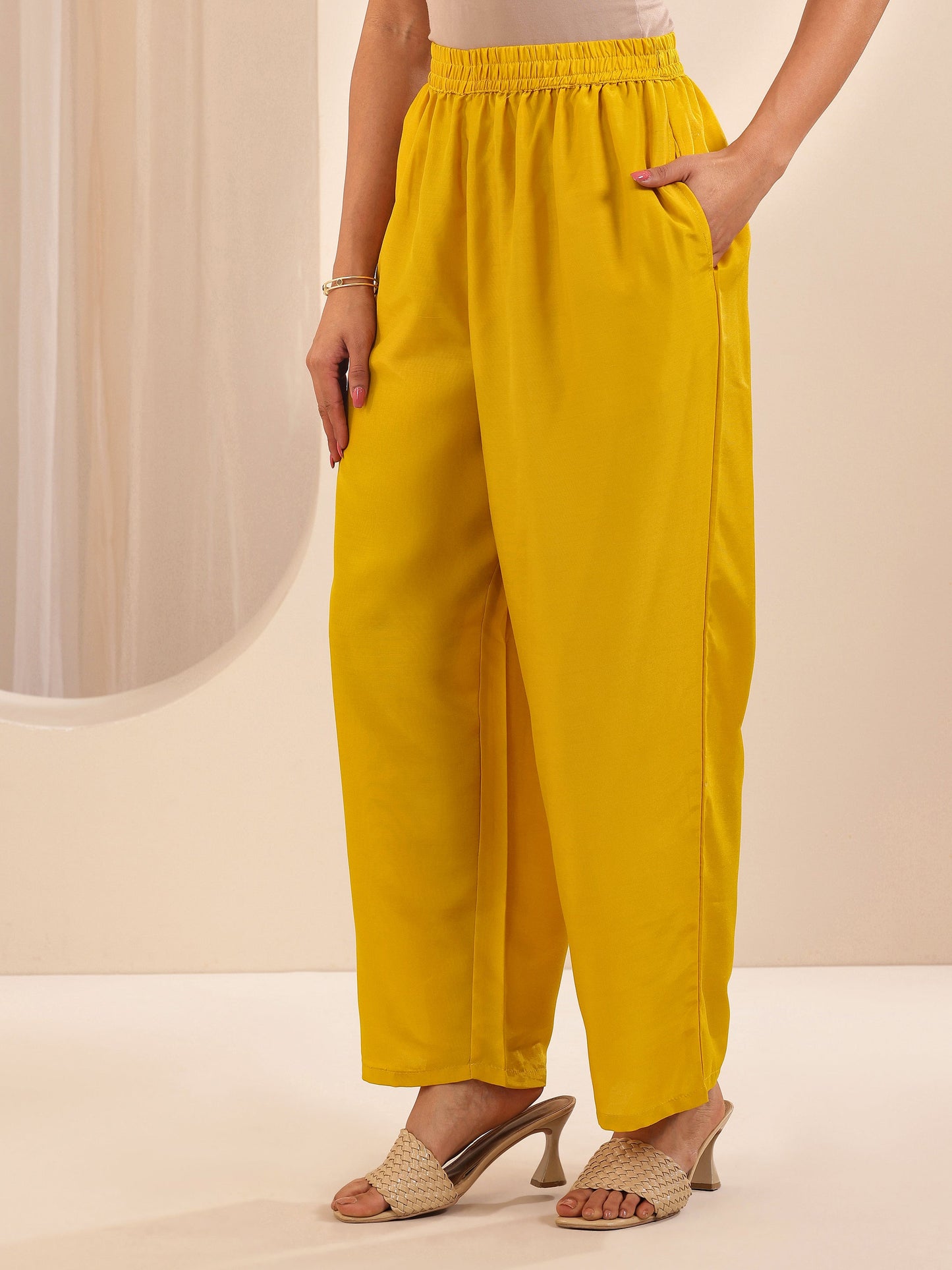 Mustard Printed Chinon Straight Suit Sets With Dupatta