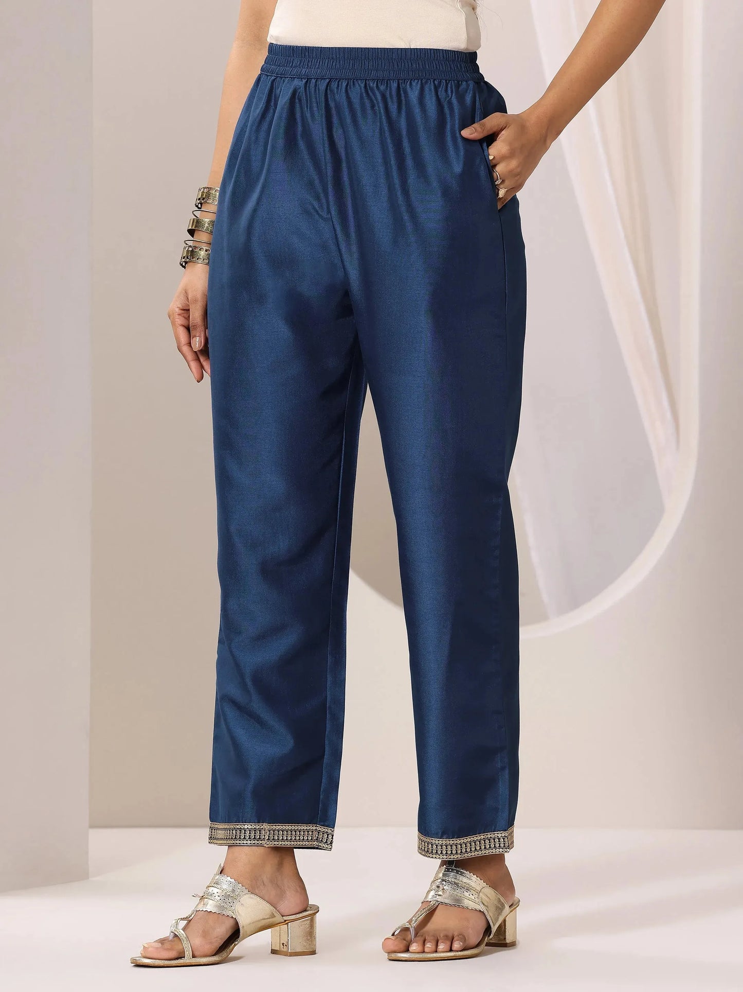 Teal Printed Silk Chiffon Straight Suit Set With Dupatta