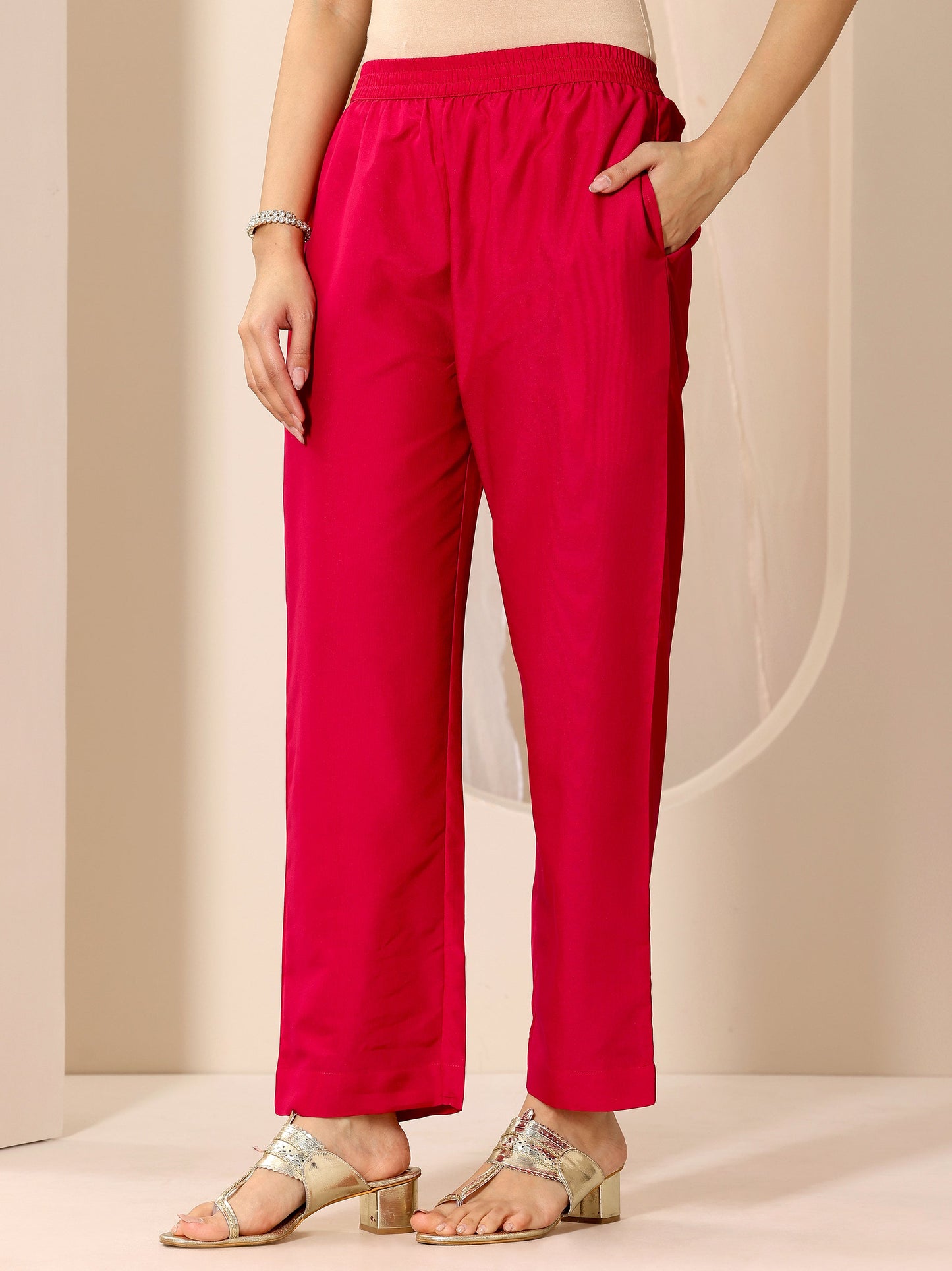 Red Printed Silk Chiffon Anarkali Suit Set With Dupatta