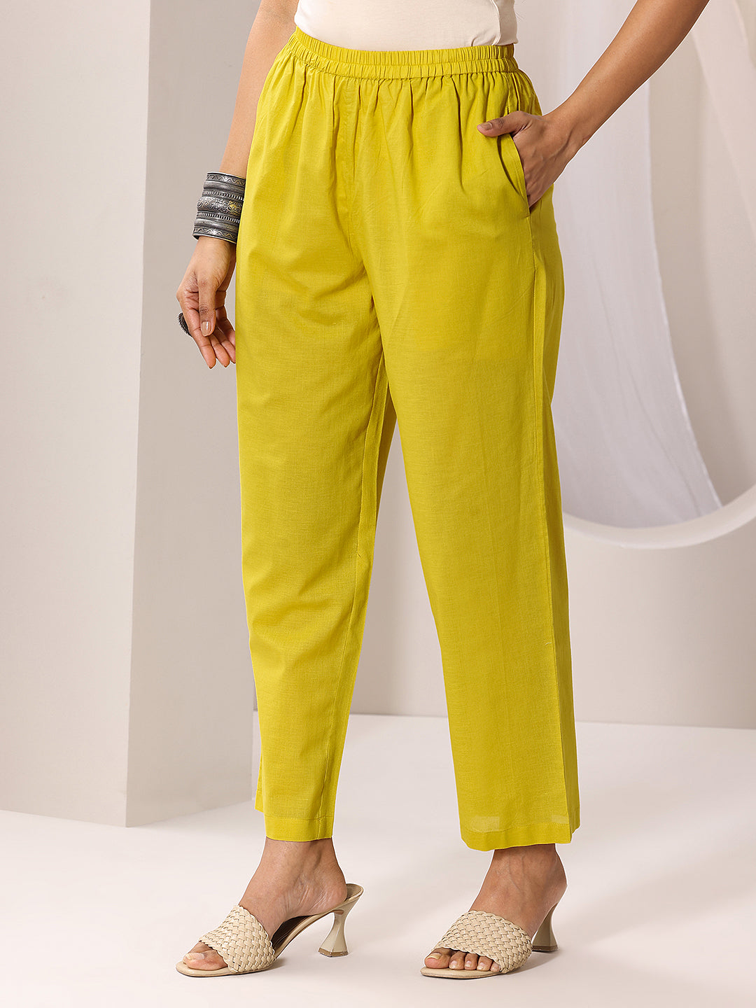 Green Printed Cotton Straight Suit Set With Dupatta