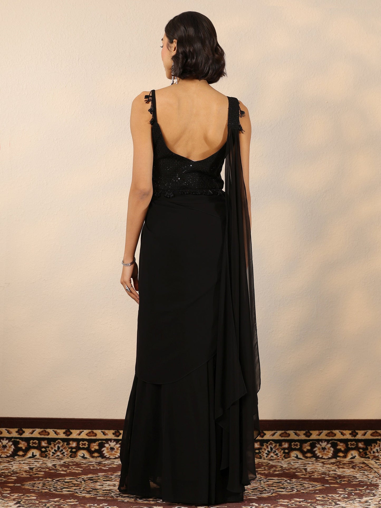 Black Embroidered Georgette Co-Ord Sets