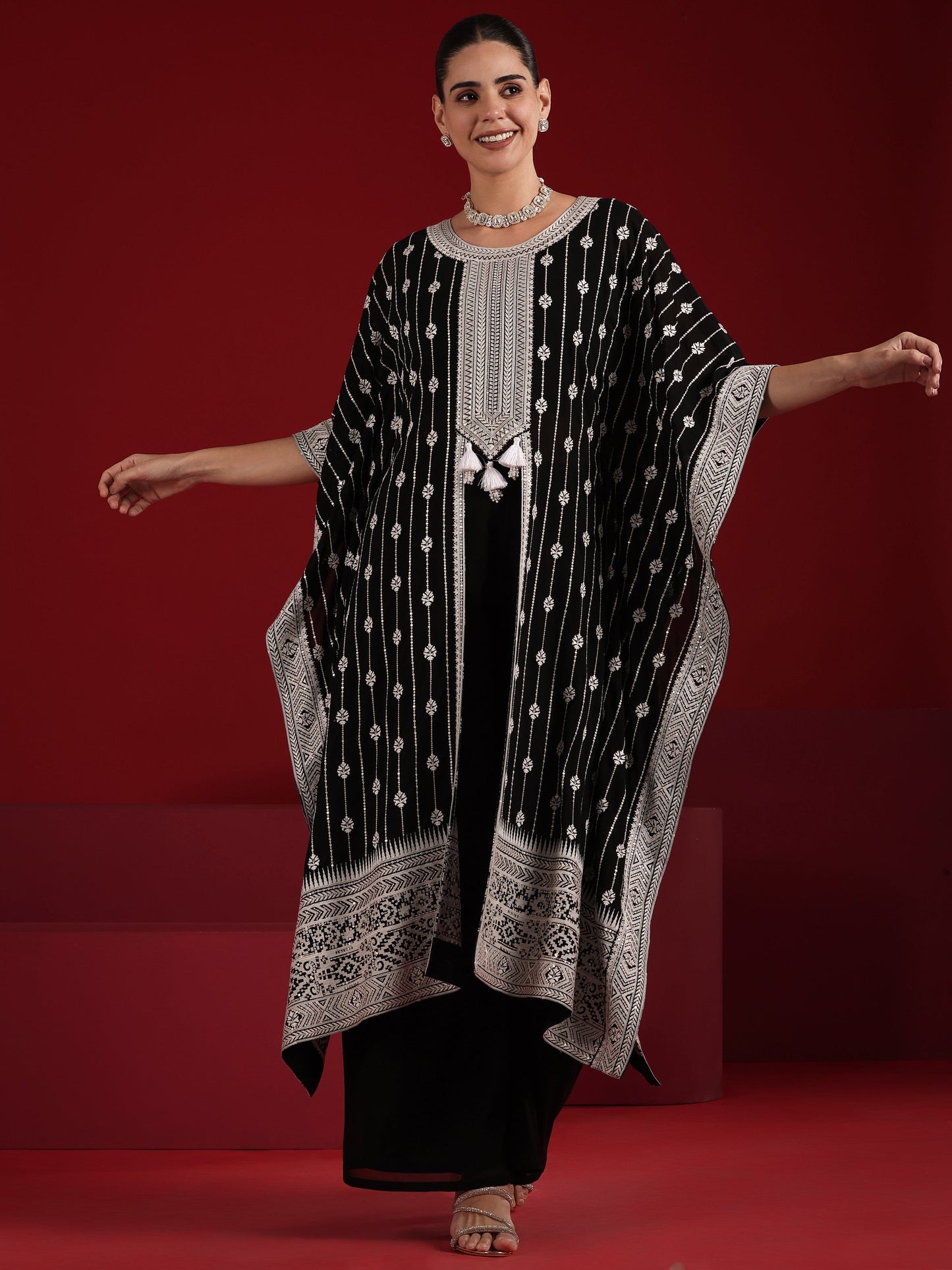 Libas Art Black Embroidered Georgette Co-Ord Sets