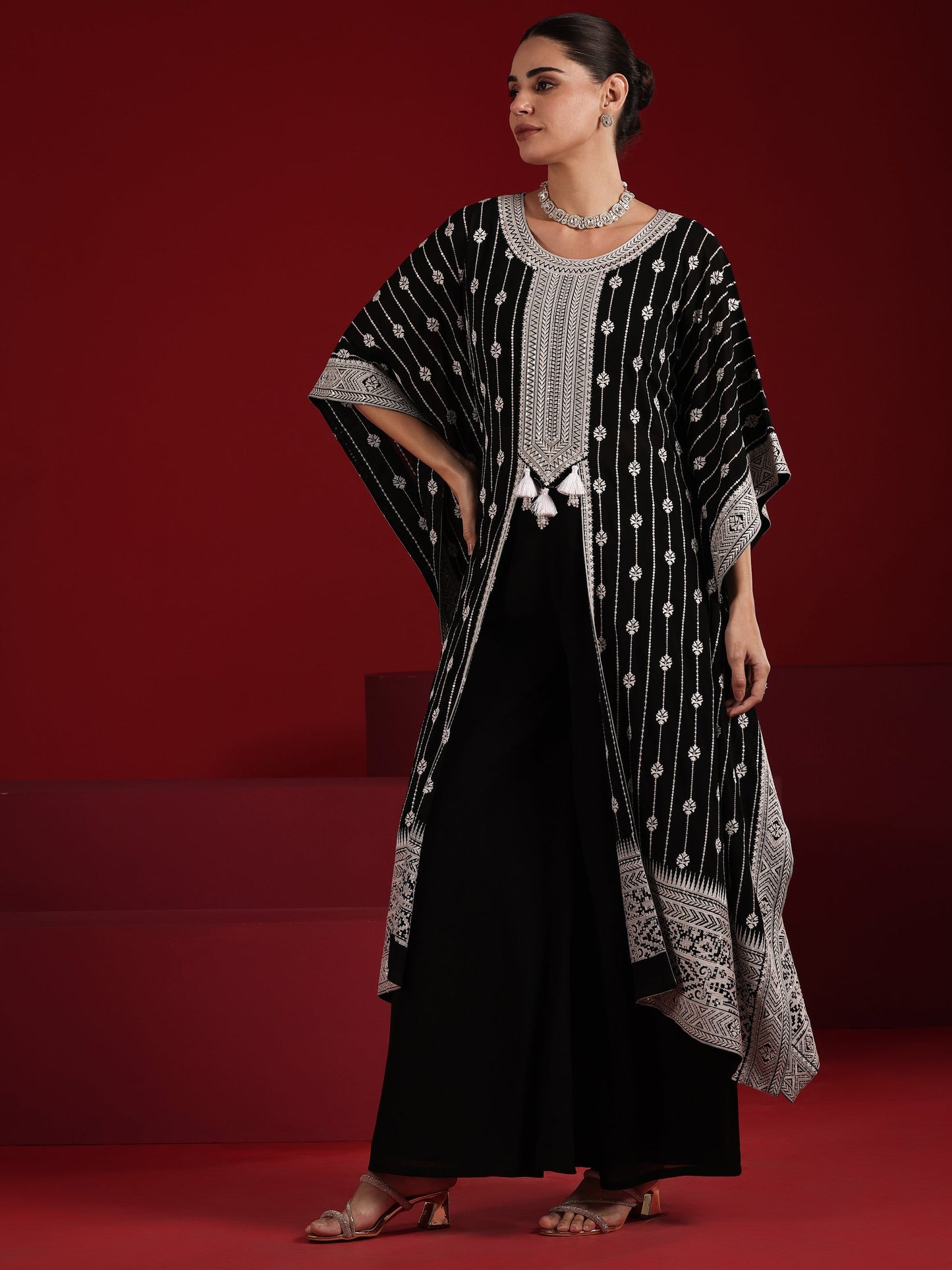 Libas Art Black Embroidered Georgette Co-Ord Sets