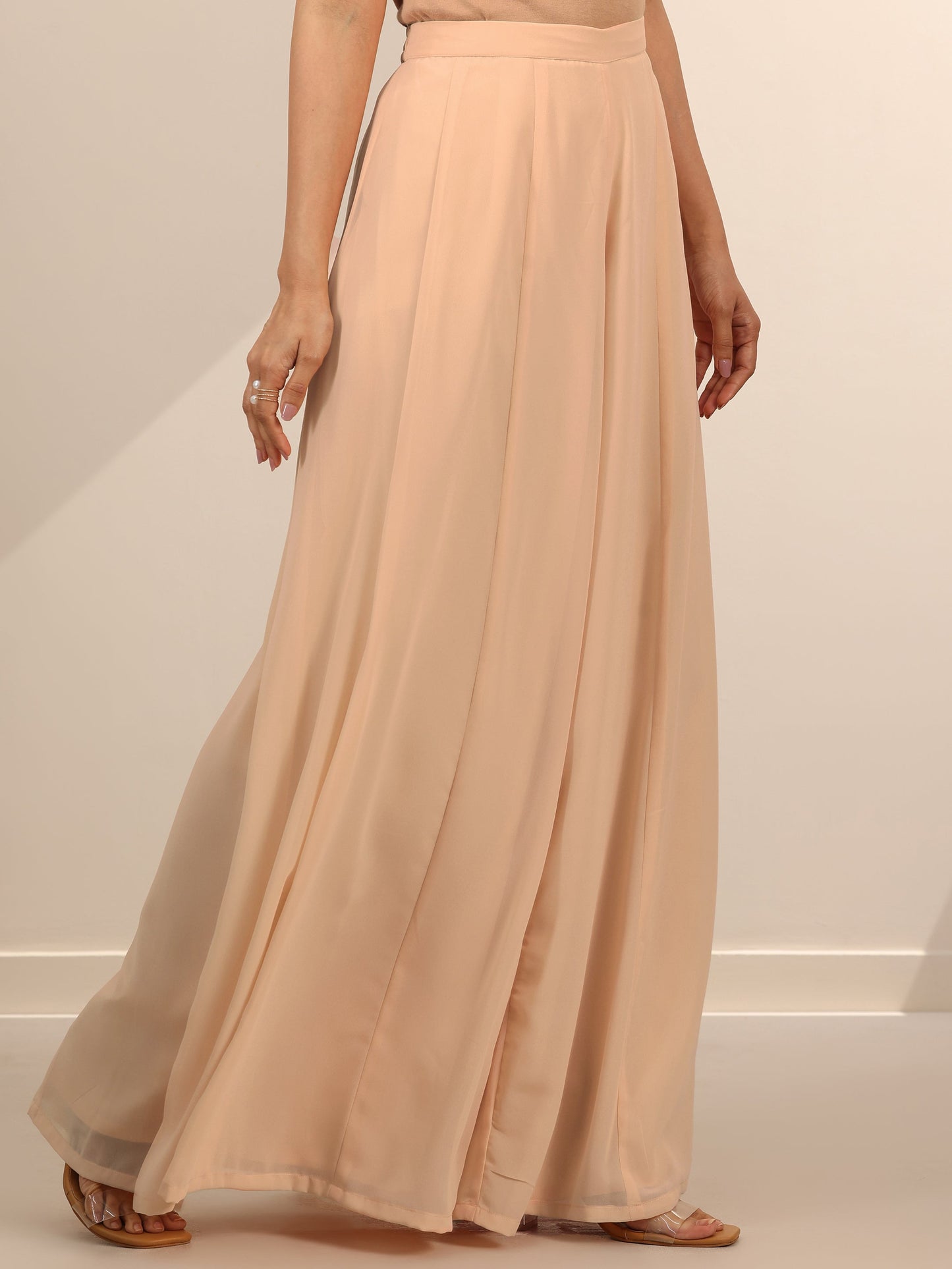 Libas Art Beige Embroidered Georgette Straight Sharara Suit Set With Dupatta