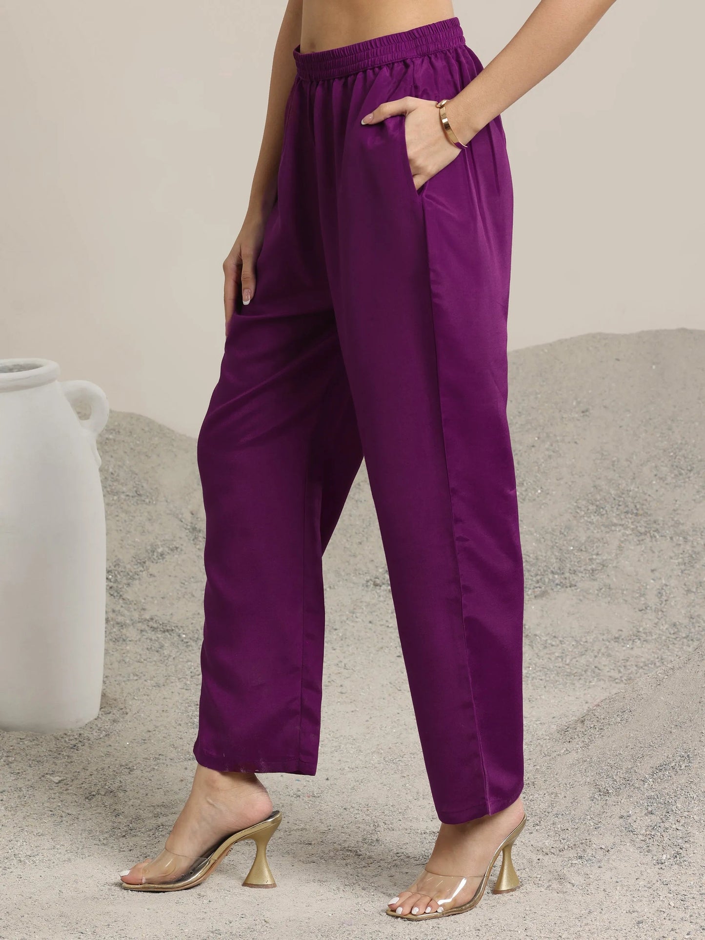 Burgundy Yoke Design Organza Straight Suit Set With Dupatta