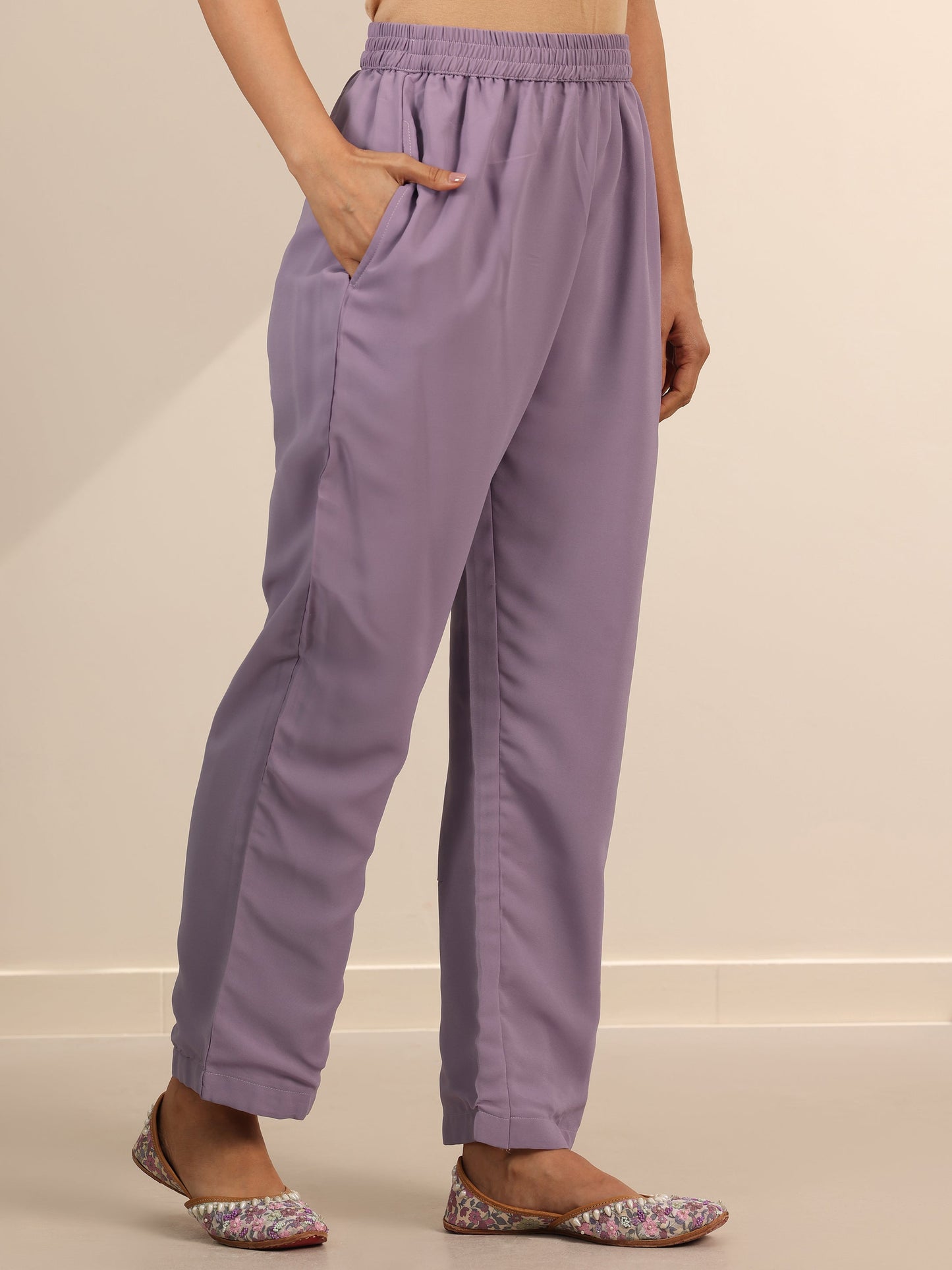 Libas Art Mauve Embroidered Georgette Straight Suit Set With Dupatta