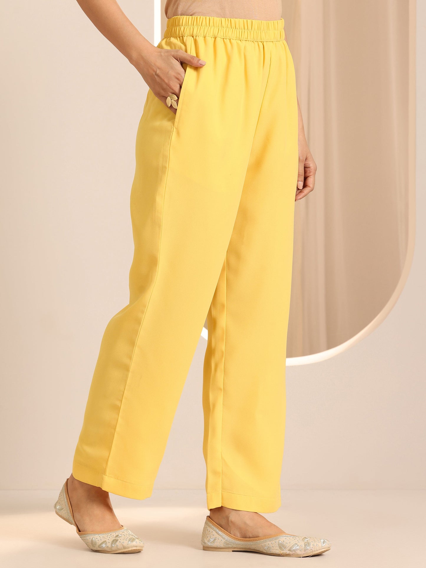 Yellow Embroidered Georgette Straight Suit Set With Dupatta