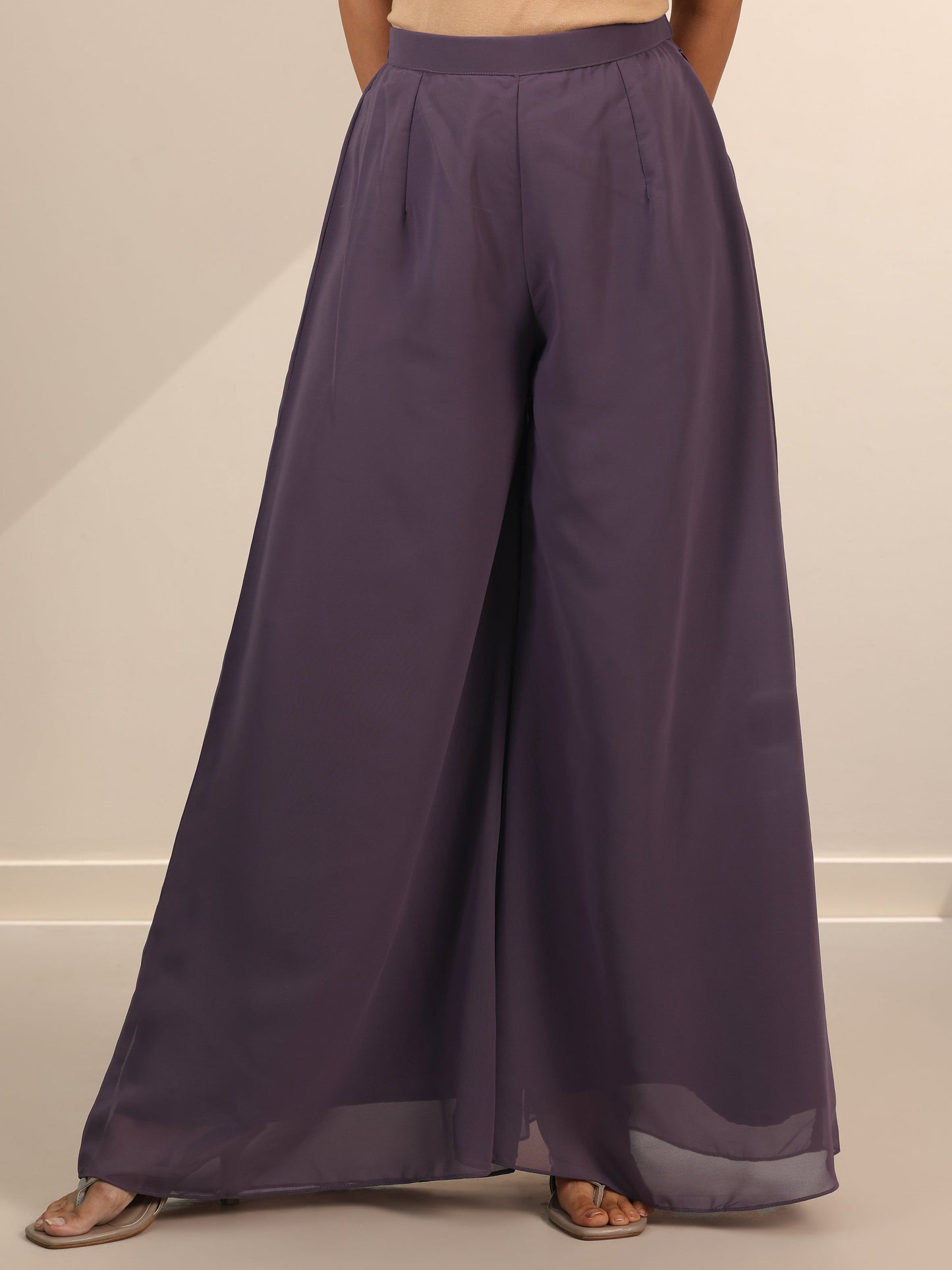 Libas Art Lilac Embroidered Georgette A-Line Suit Set With Dupatta