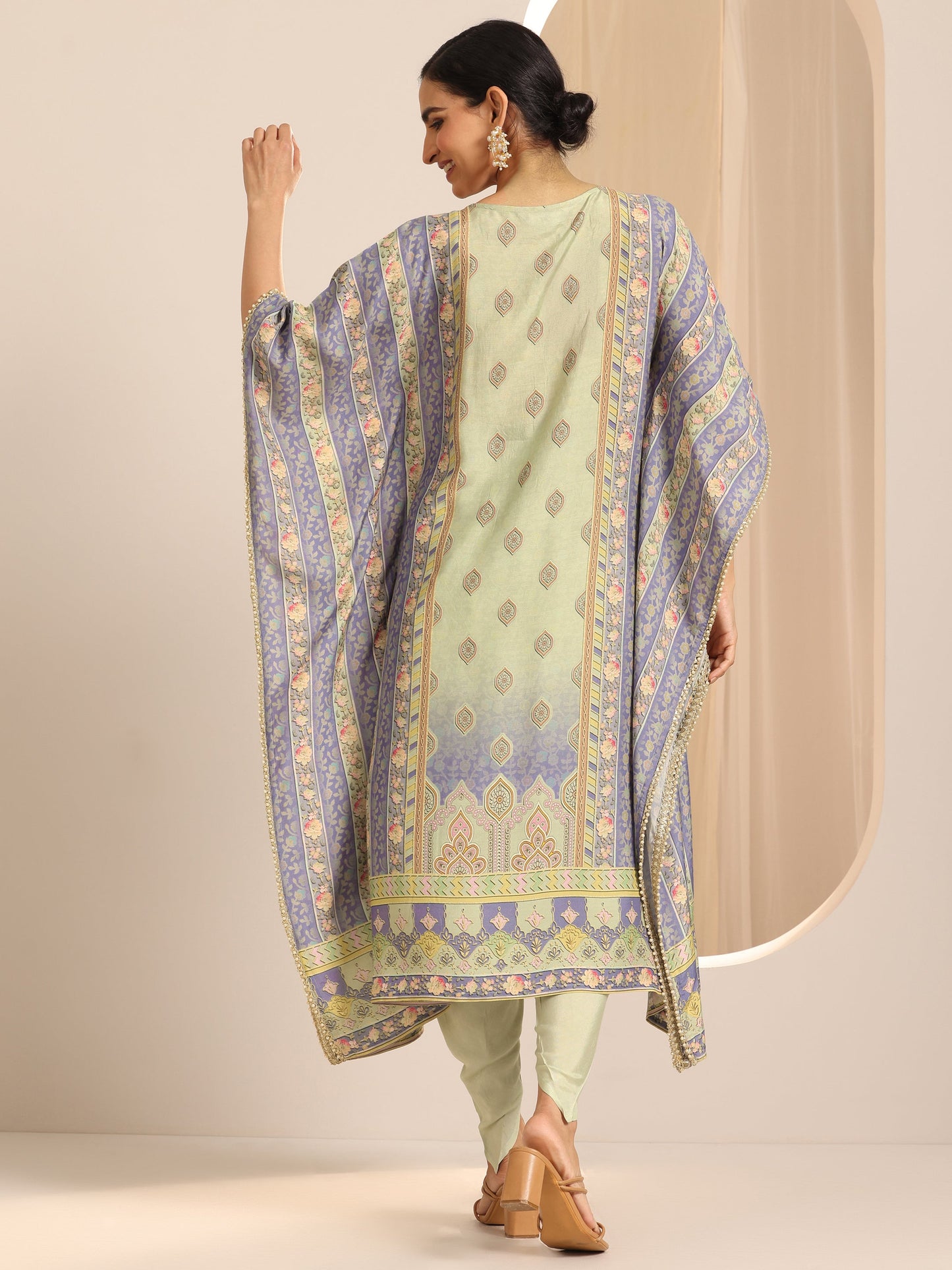 Multi Printed Muslin A-Line Kurta Set