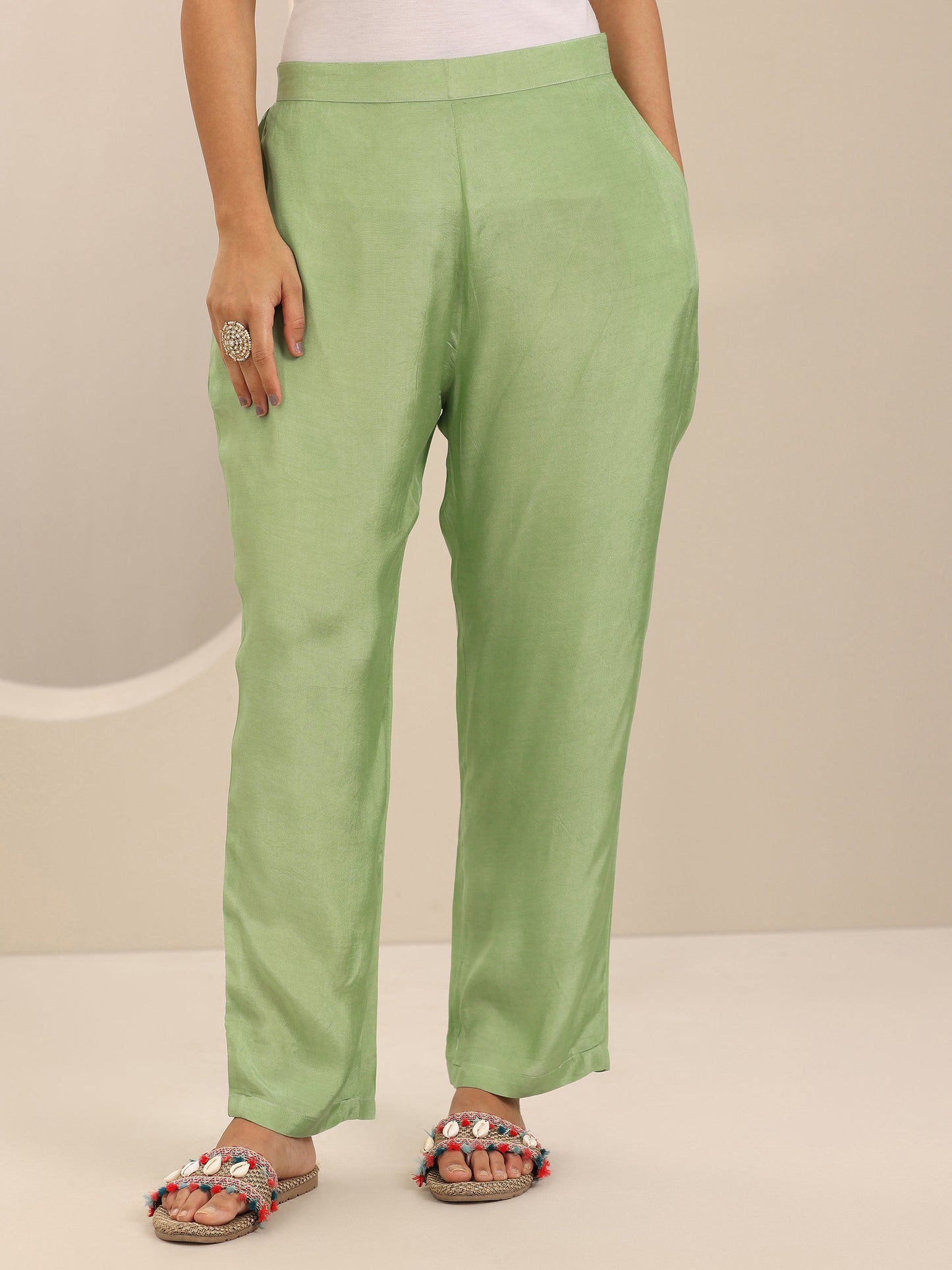 Green Printed Organza Straight Suit Set With Dupatta