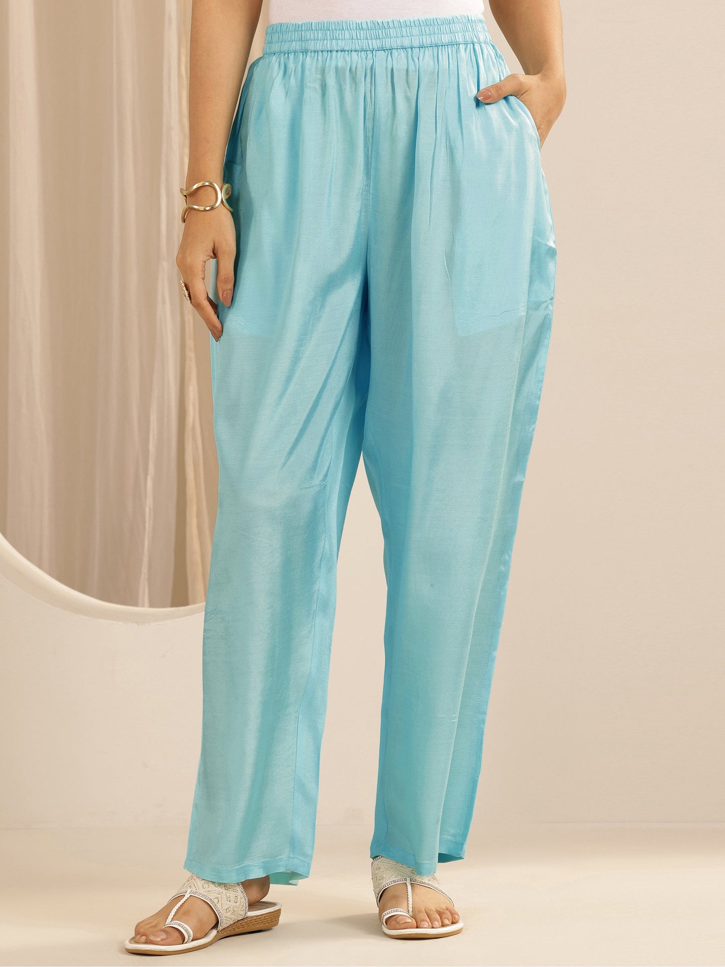 Libas Art Blue Embroidered Muslin Straight Suit Set With Dupatta