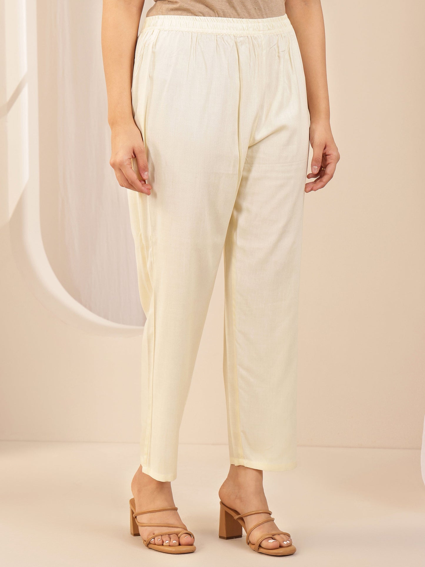 Cream Self Design Chanderi Silk Straight Suit Sets With Dupatta