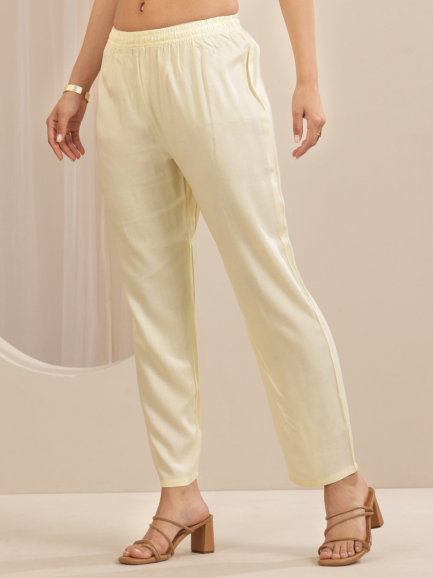 Cream Self Design Chanderi Silk Straight Suit Sets With Dupatta