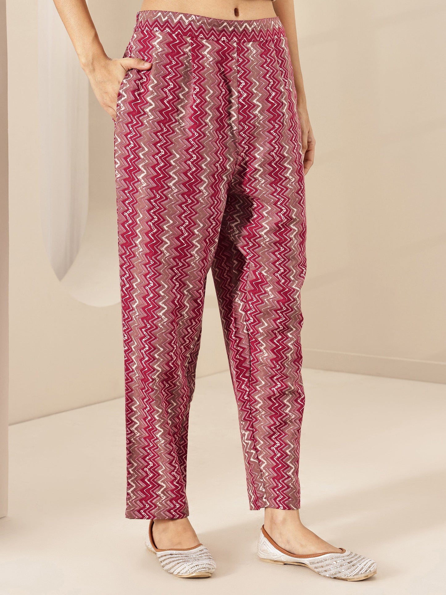 Maroon Printed Cotton Blend Straight Suit Sets With Dupatta