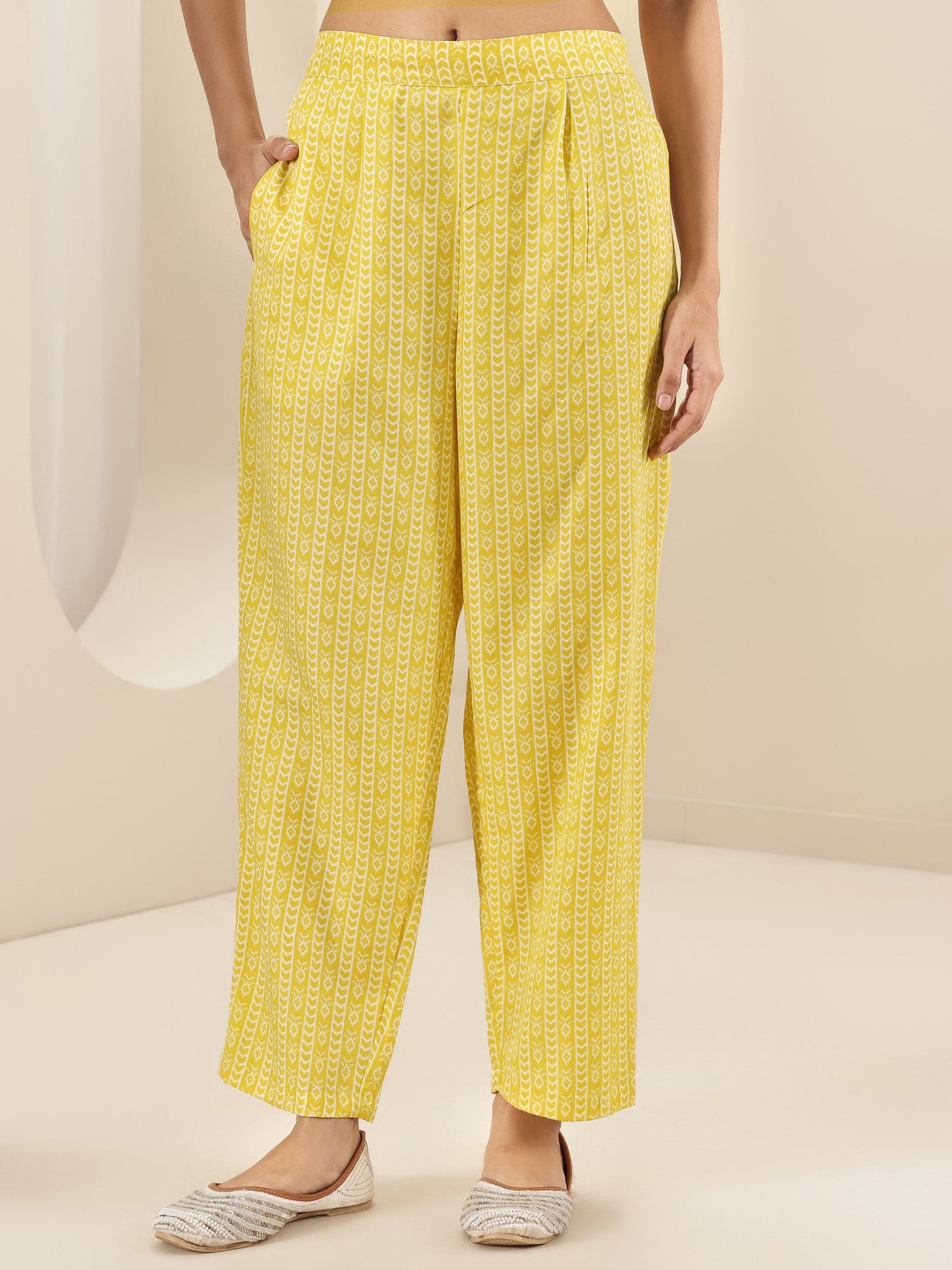 Yellow Printed Cotton Blend Straight Suit Sets With Dupatta