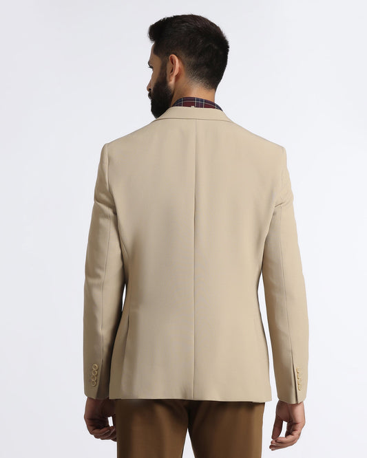 Beige Solid Blazer - Modelo