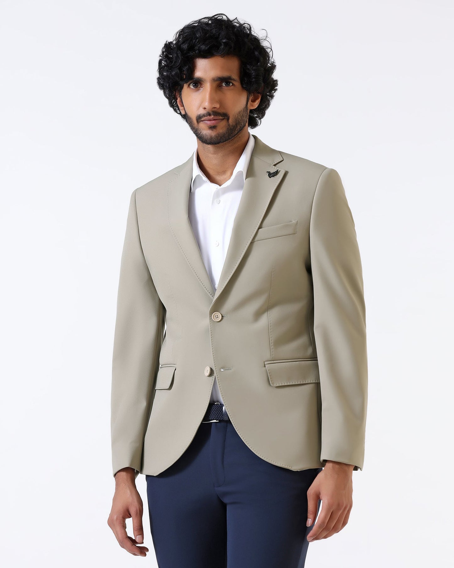 Beige TechPro Solid Blazer - Ron