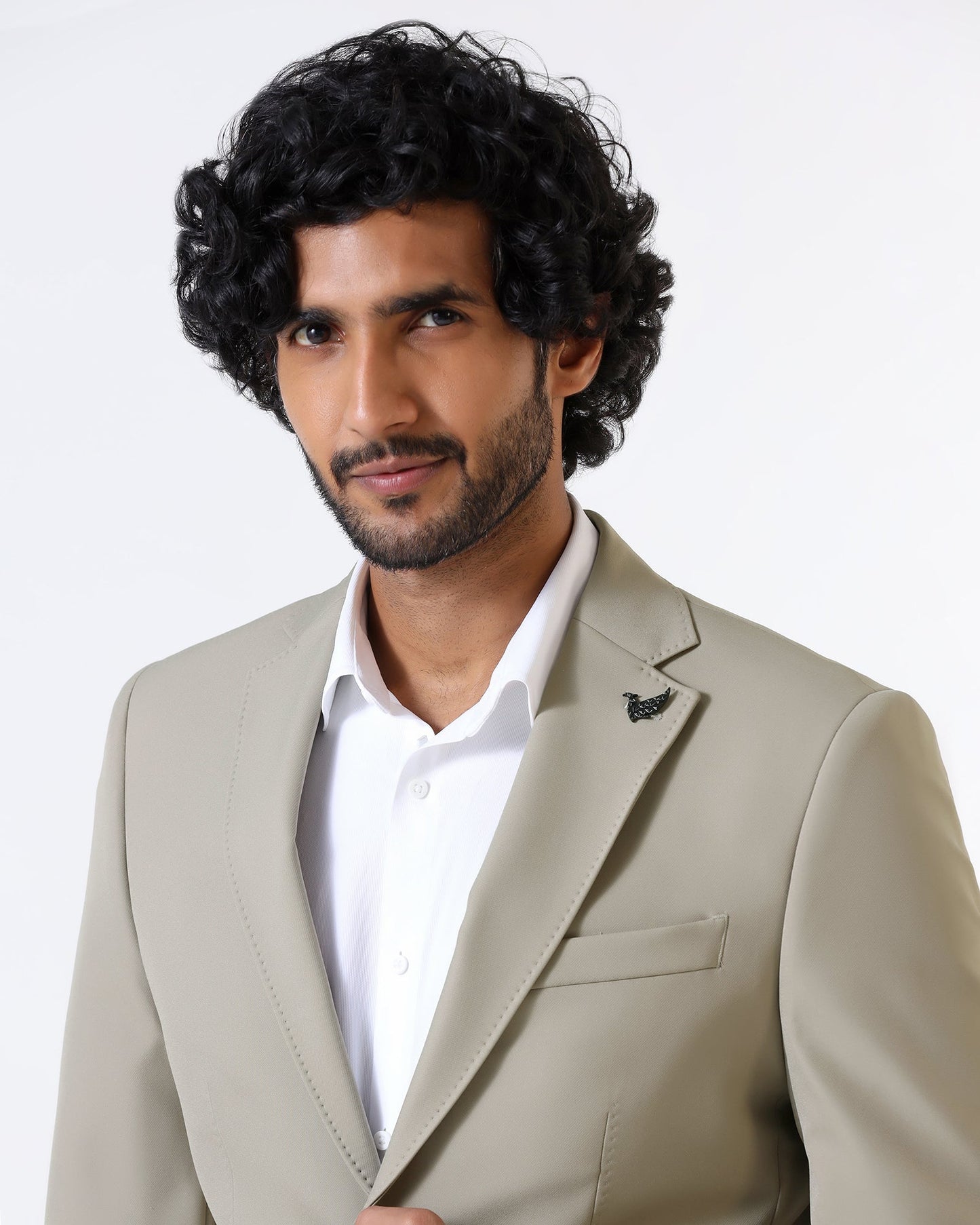 Beige TechPro Solid Blazer - Ron