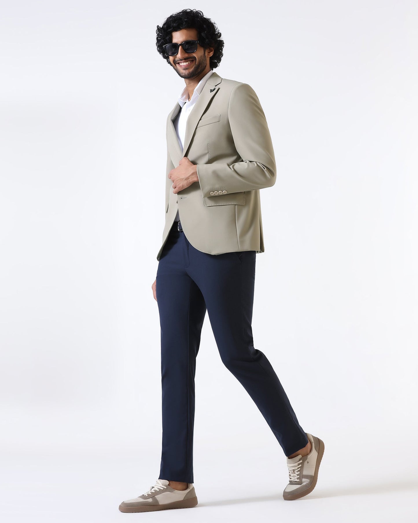 Beige TechPro Solid Blazer - Ron