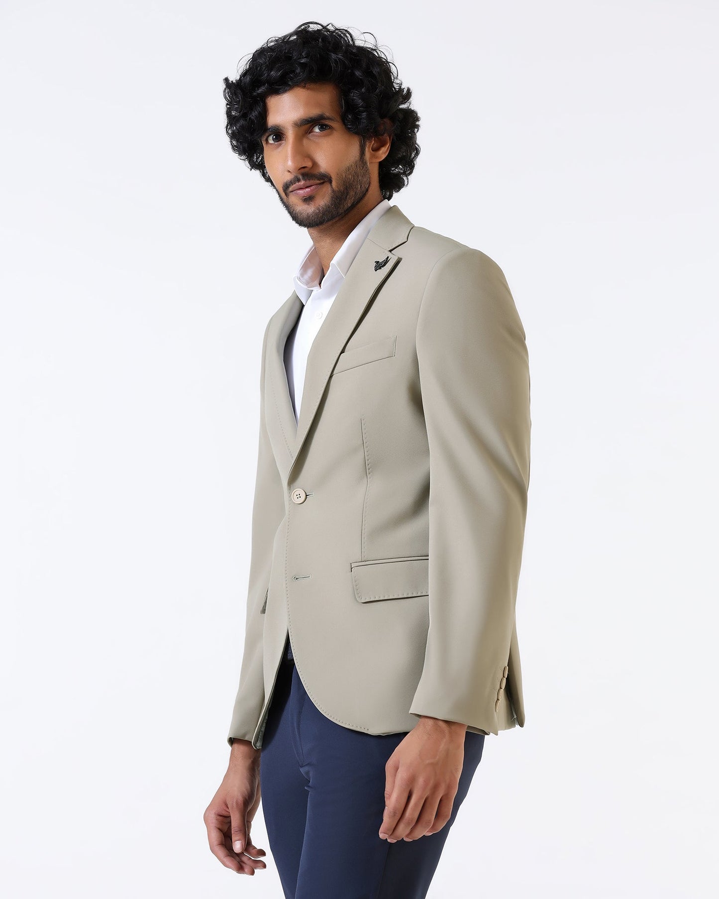 Beige TechPro Solid Blazer - Ron