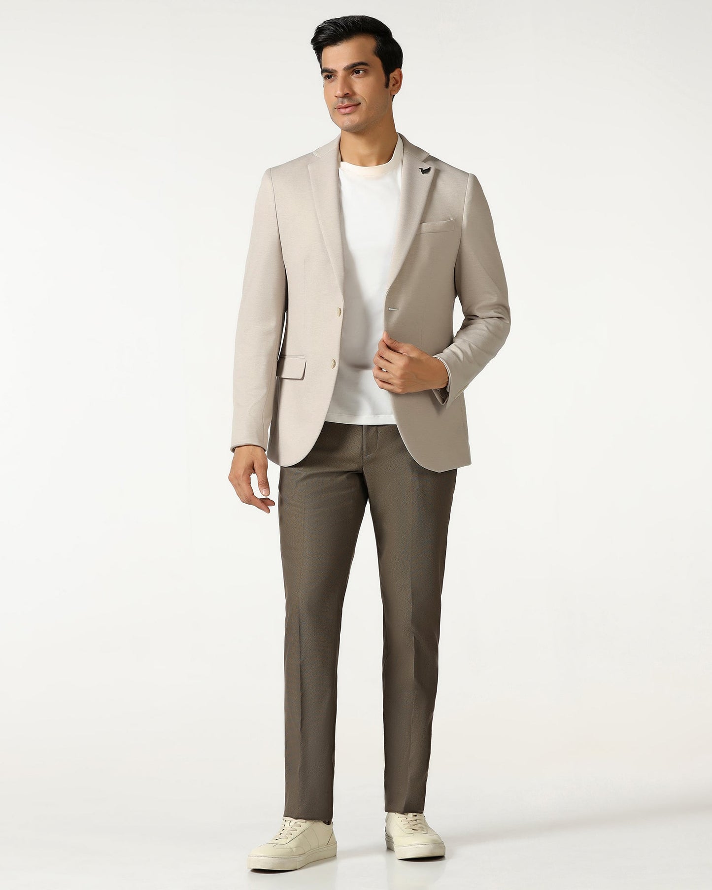 Beige Textured Blazer - Walker