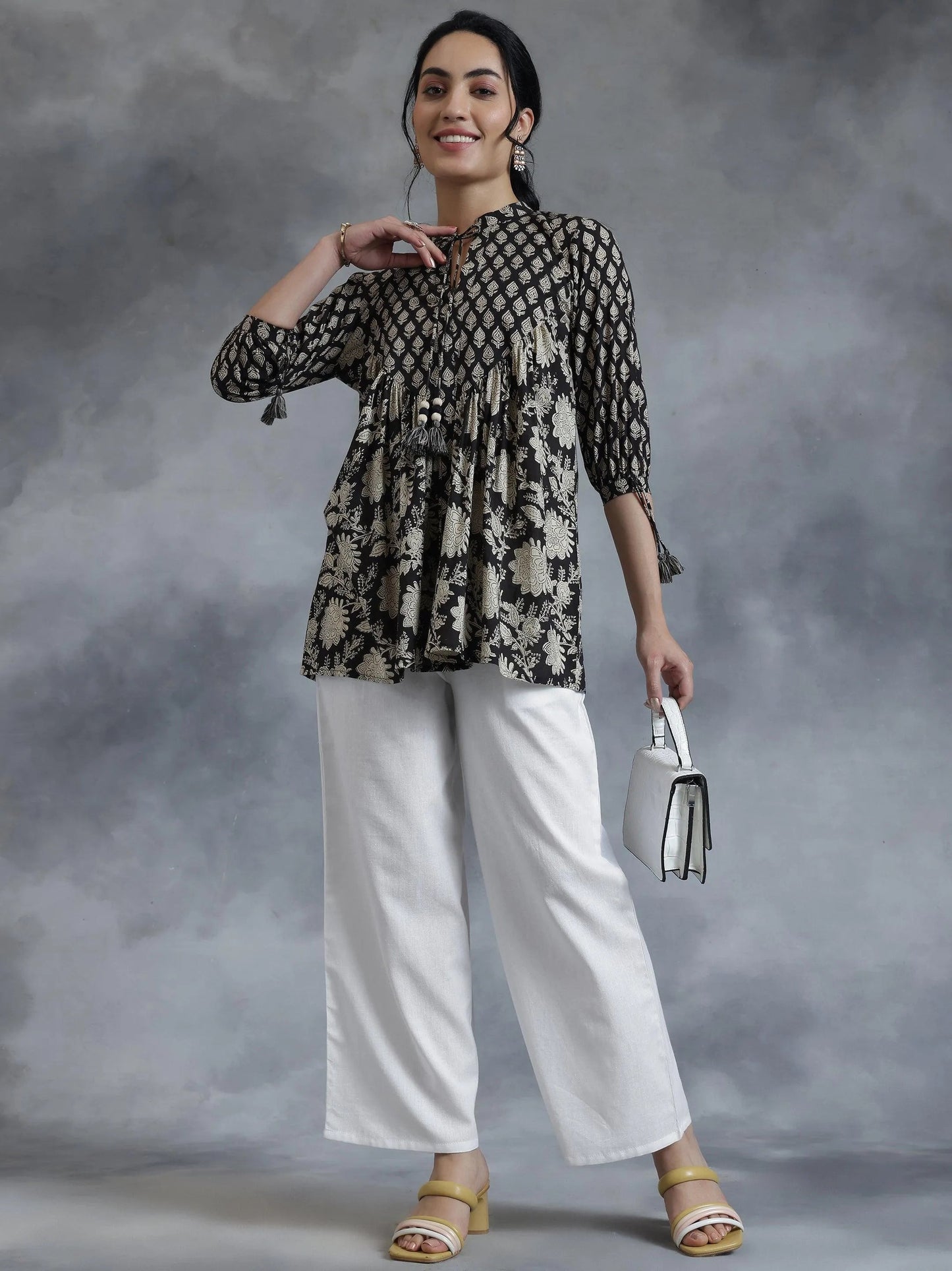 White Solid Cotton Palazzos
