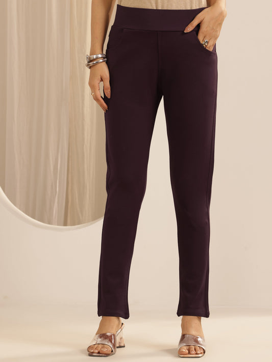Wine Solid Rayon Blend Jegging
