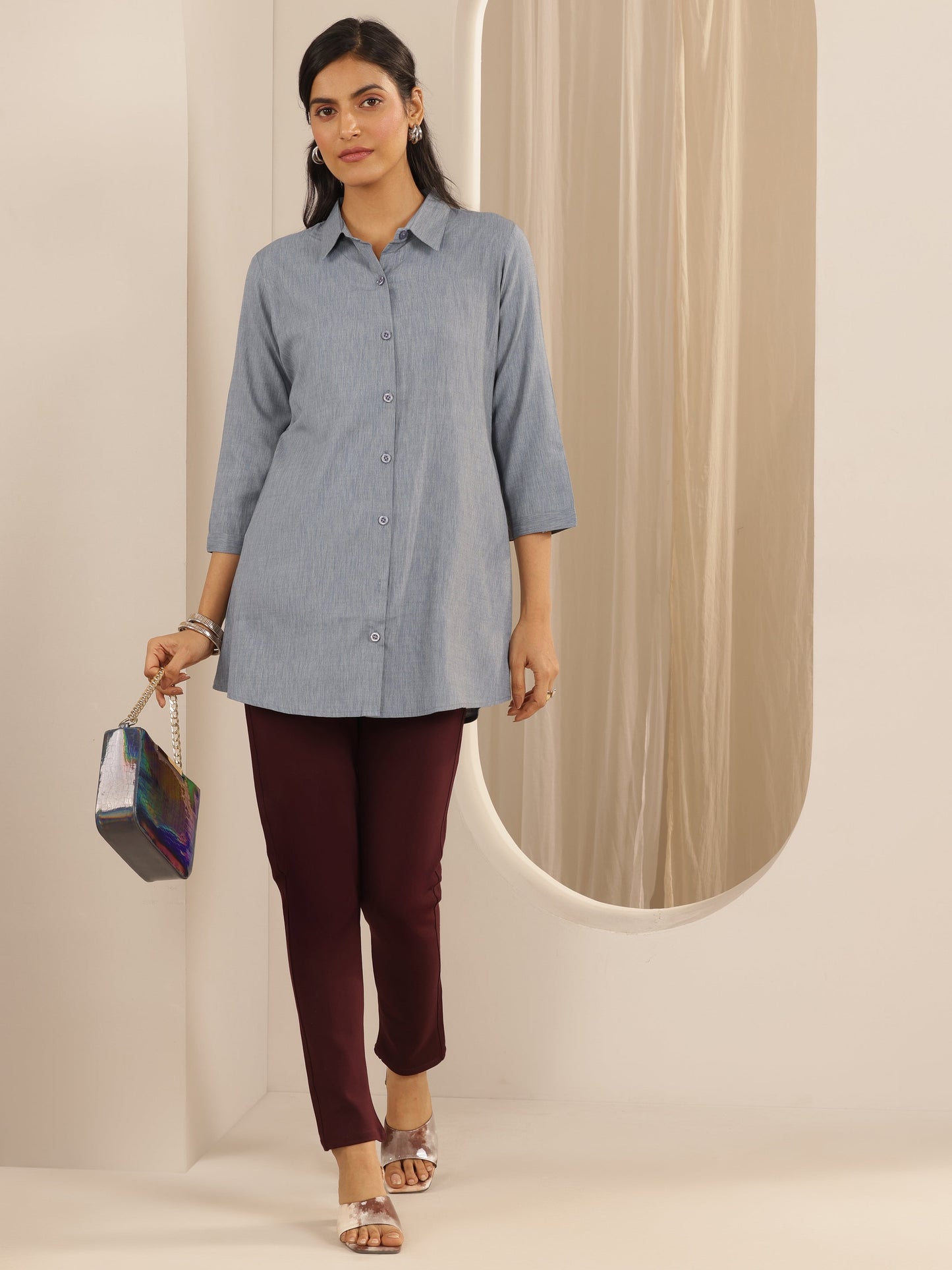 Wine Solid Rayon Blend Jegging