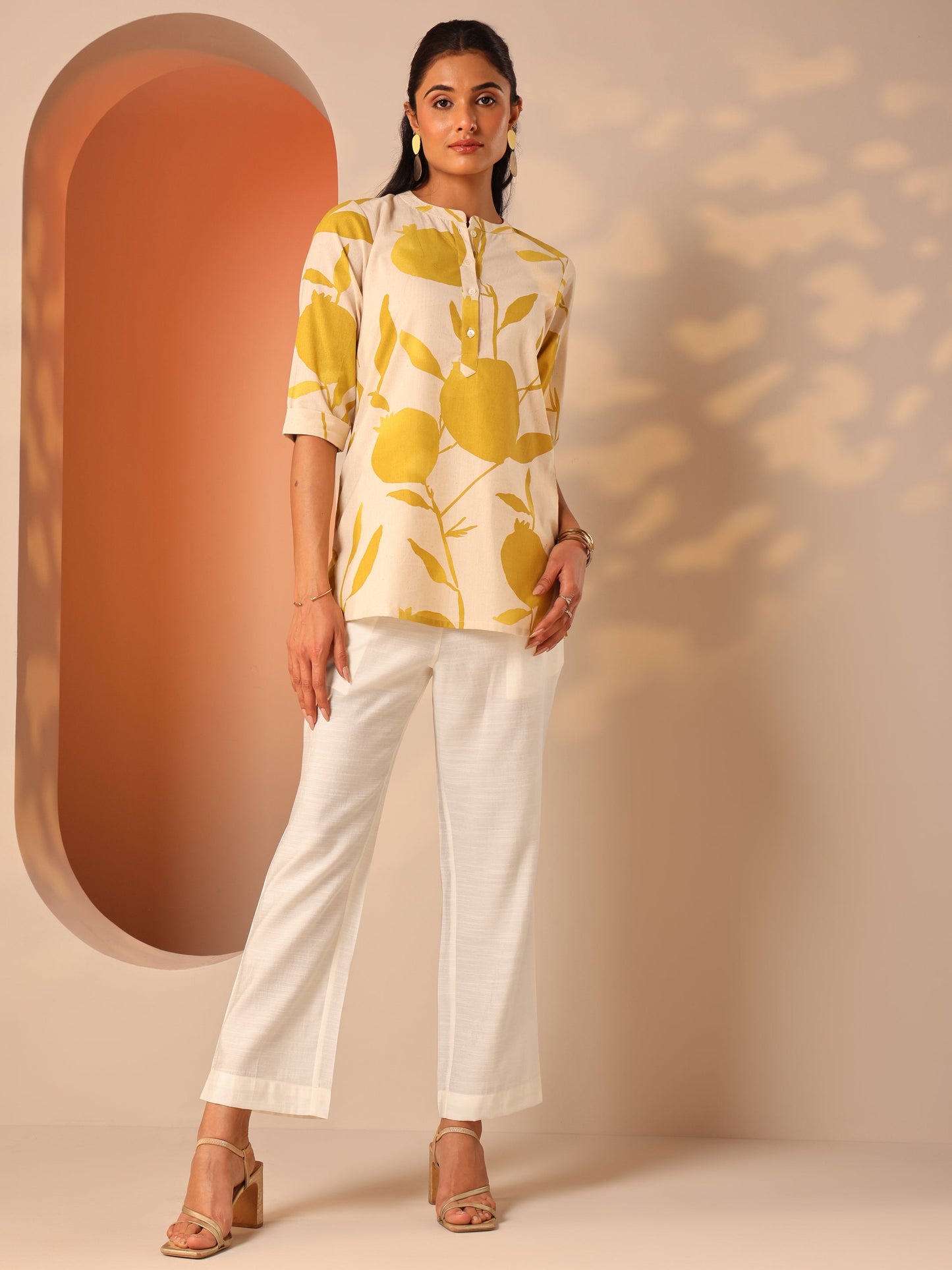 Off White Solid Silk Blend Trouser