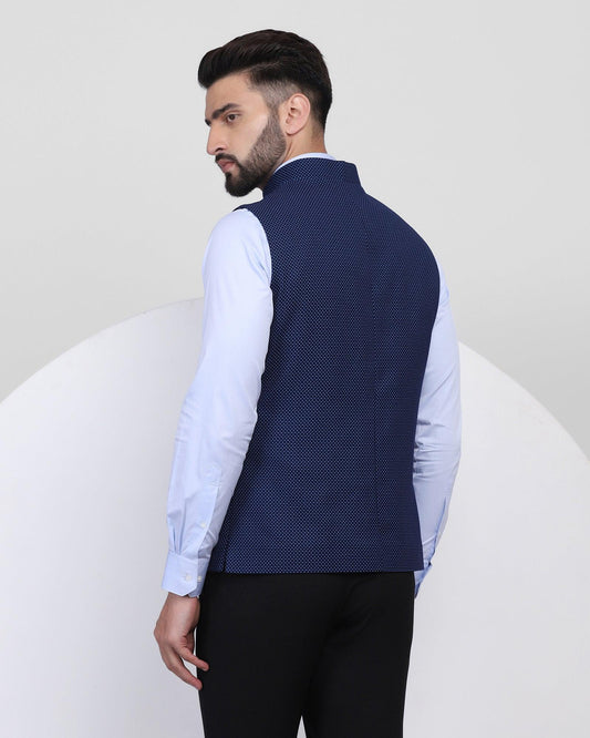 Bandhgala Formal Navy Textured Waistcoat - Setspe