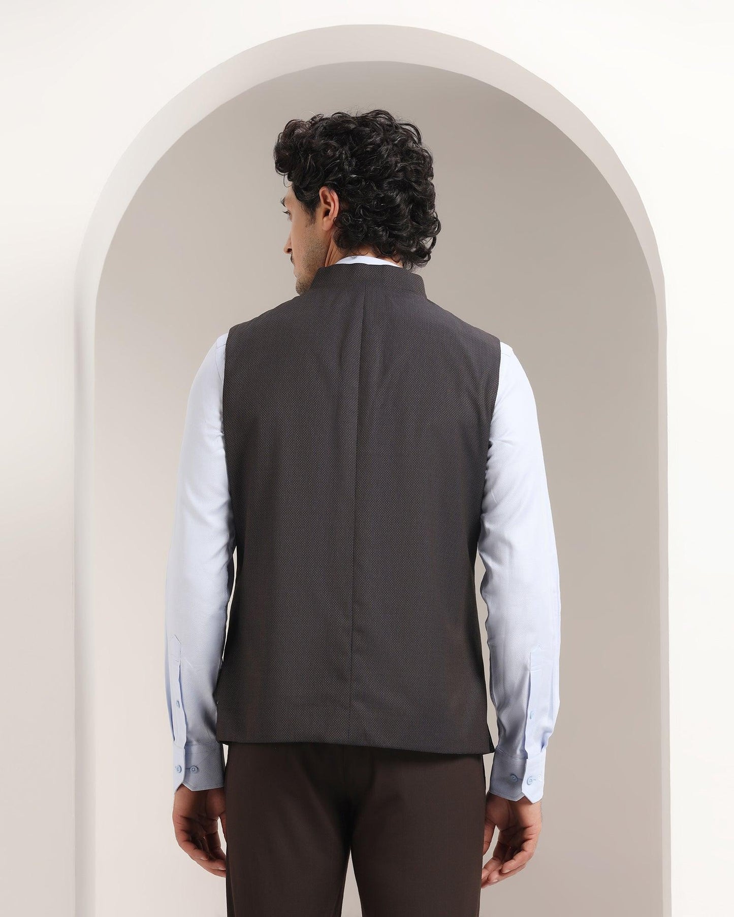 Bandhgala Formal Navy Textured Waistcoat - Kafka