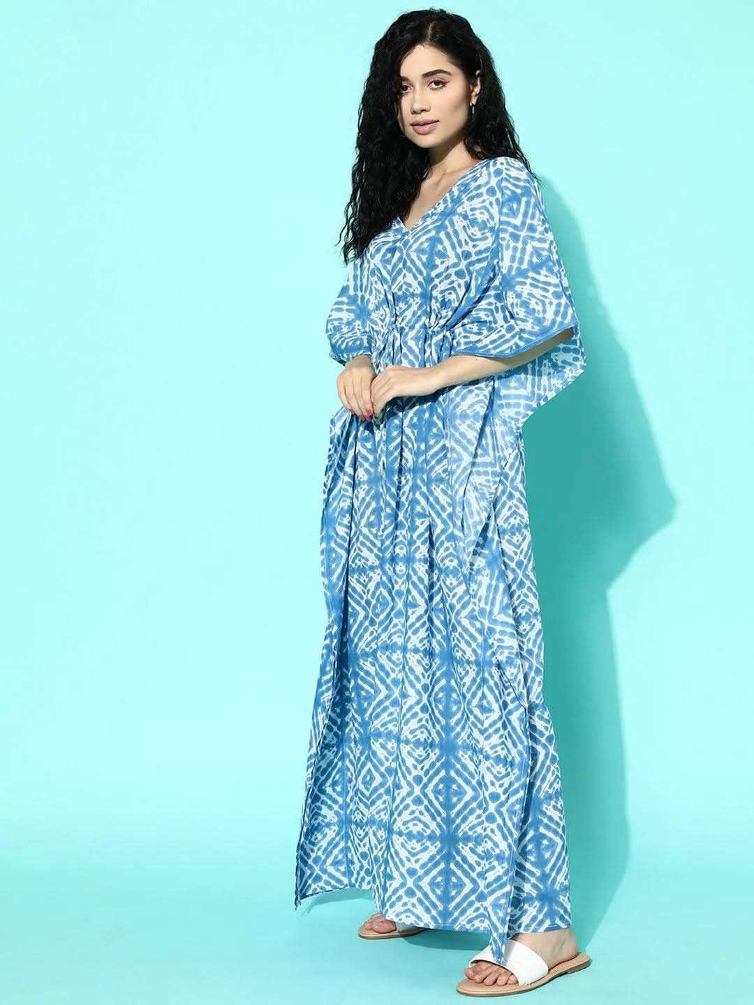 Blue Printed Cotton Nightdress