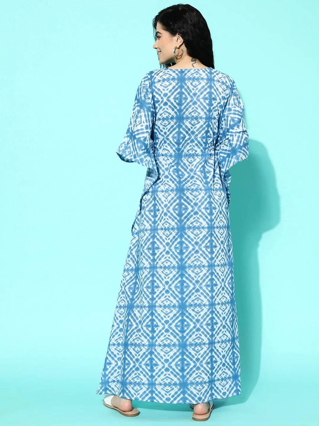 Blue Printed Cotton Nightdress