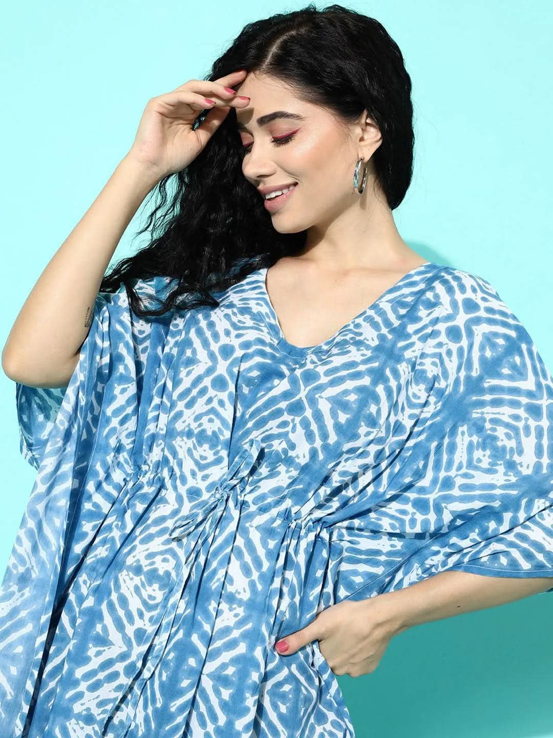 Blue Printed Cotton Nightdress