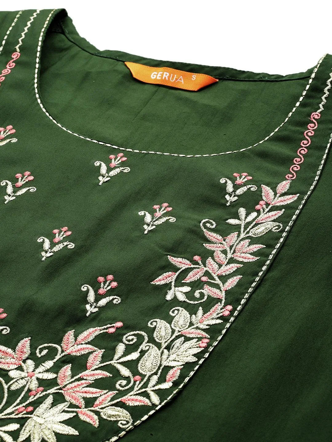 Green Yoke Design Silk Blend Straight Suit With Dupatta