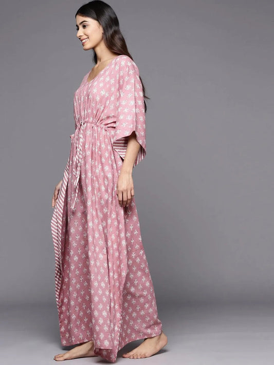 Mauve Printed Cotton Nightdress