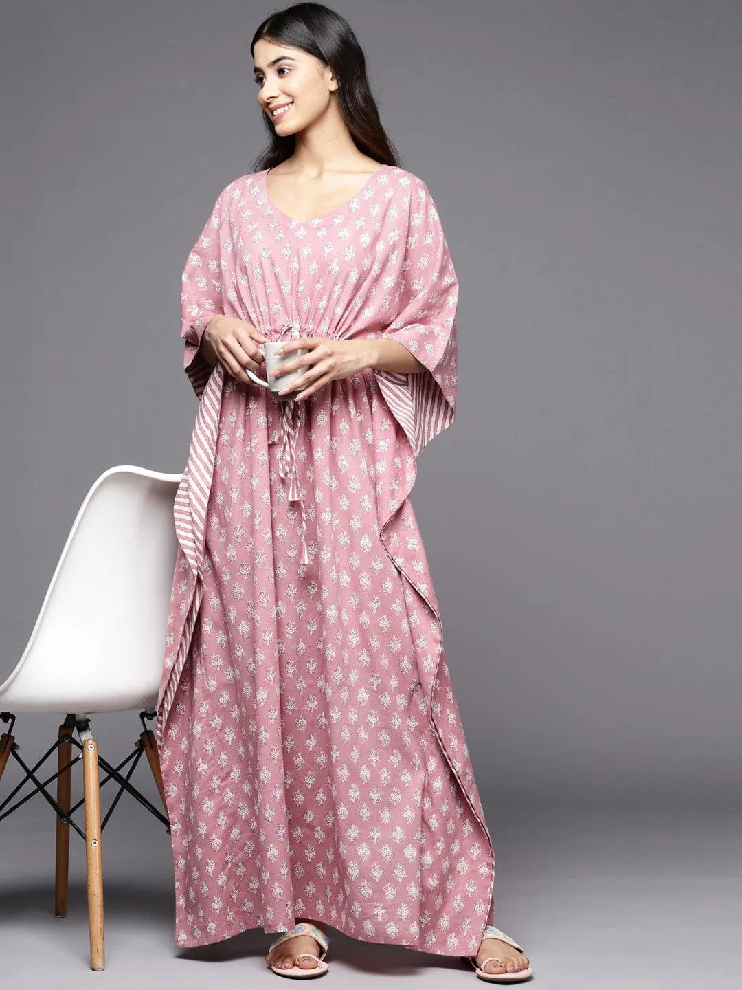 Mauve Printed Cotton Nightdress