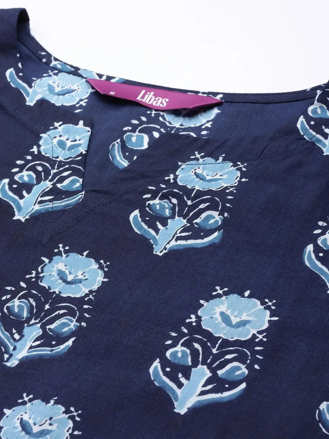 Navy Blue Printed Cotton Night Suit