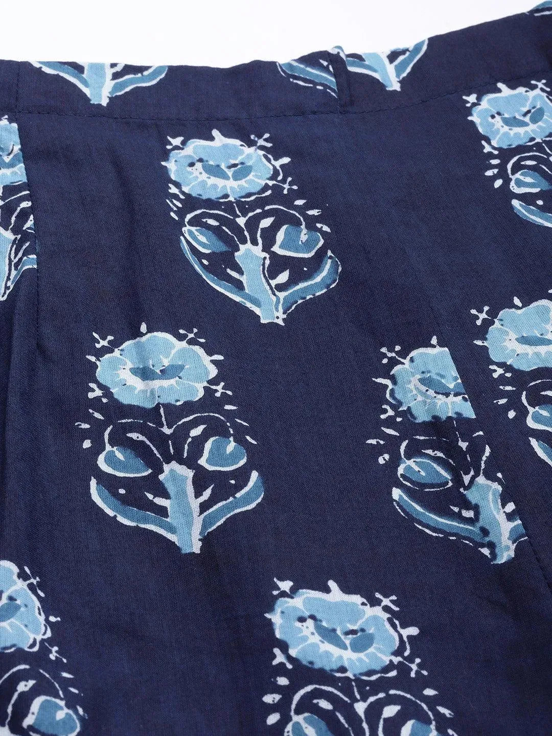 Navy Blue Printed Cotton Night Suit